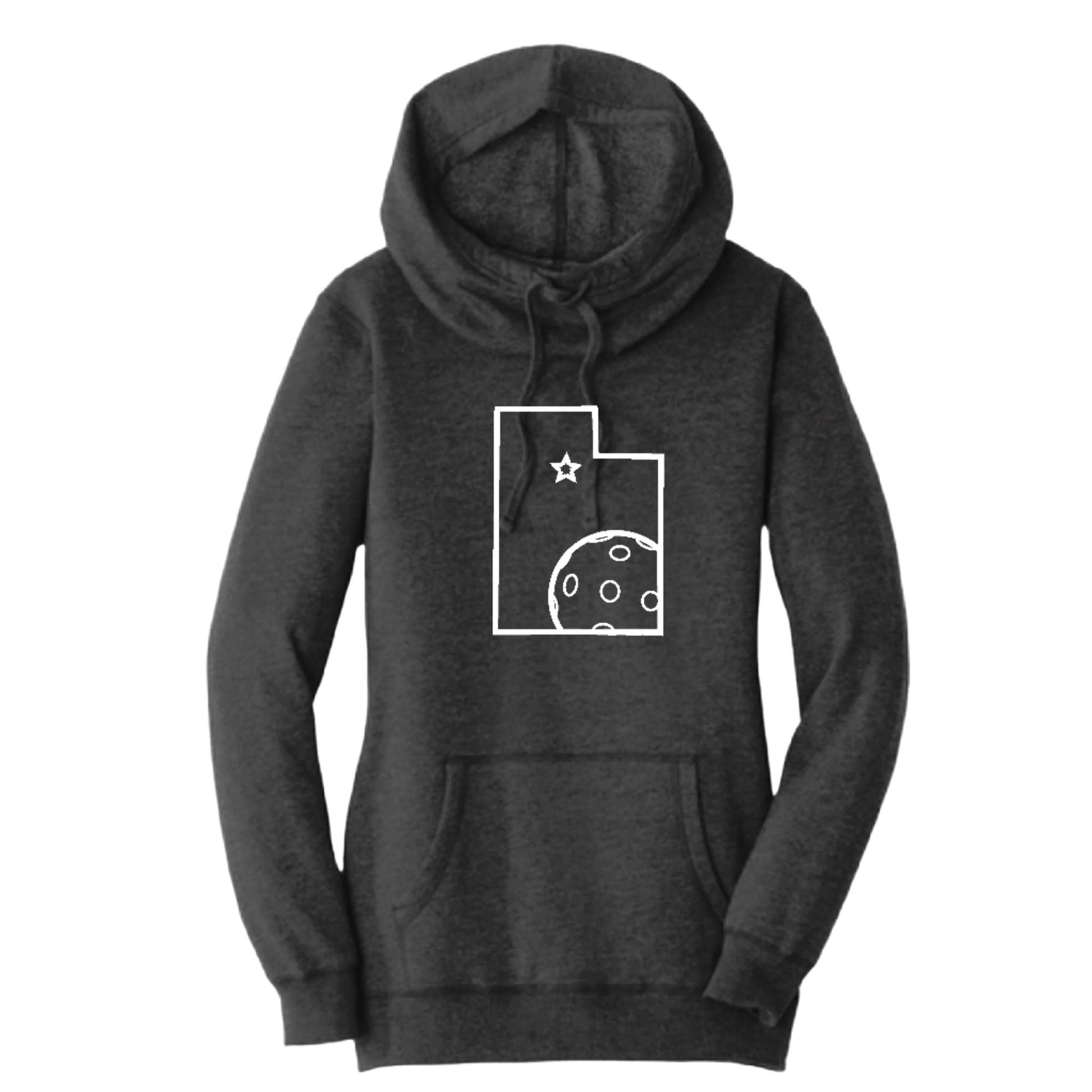 Utah With Pickleball | Women’s Cowl-Neck Hoodie Pickleball Sweatshirt | 55% Cotton 45% Poly Fleece