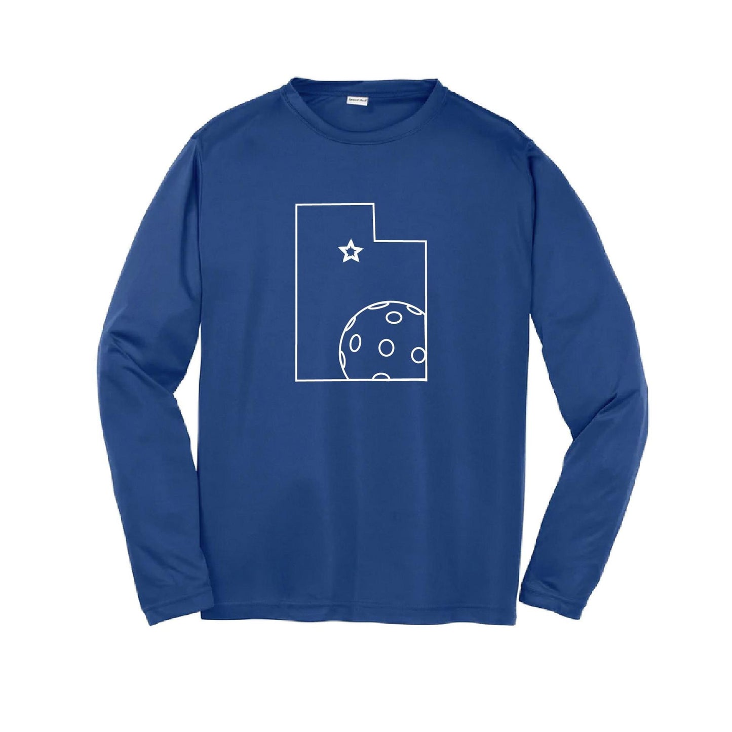 Utah With Pickleballs | Youth Long Sleeve Pickleball Performance T-Shirt | 100% Polyester