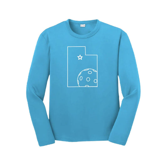 Utah With Pickleballs | Youth Long Sleeve Pickleball Performance T-Shirt | 100% Polyester