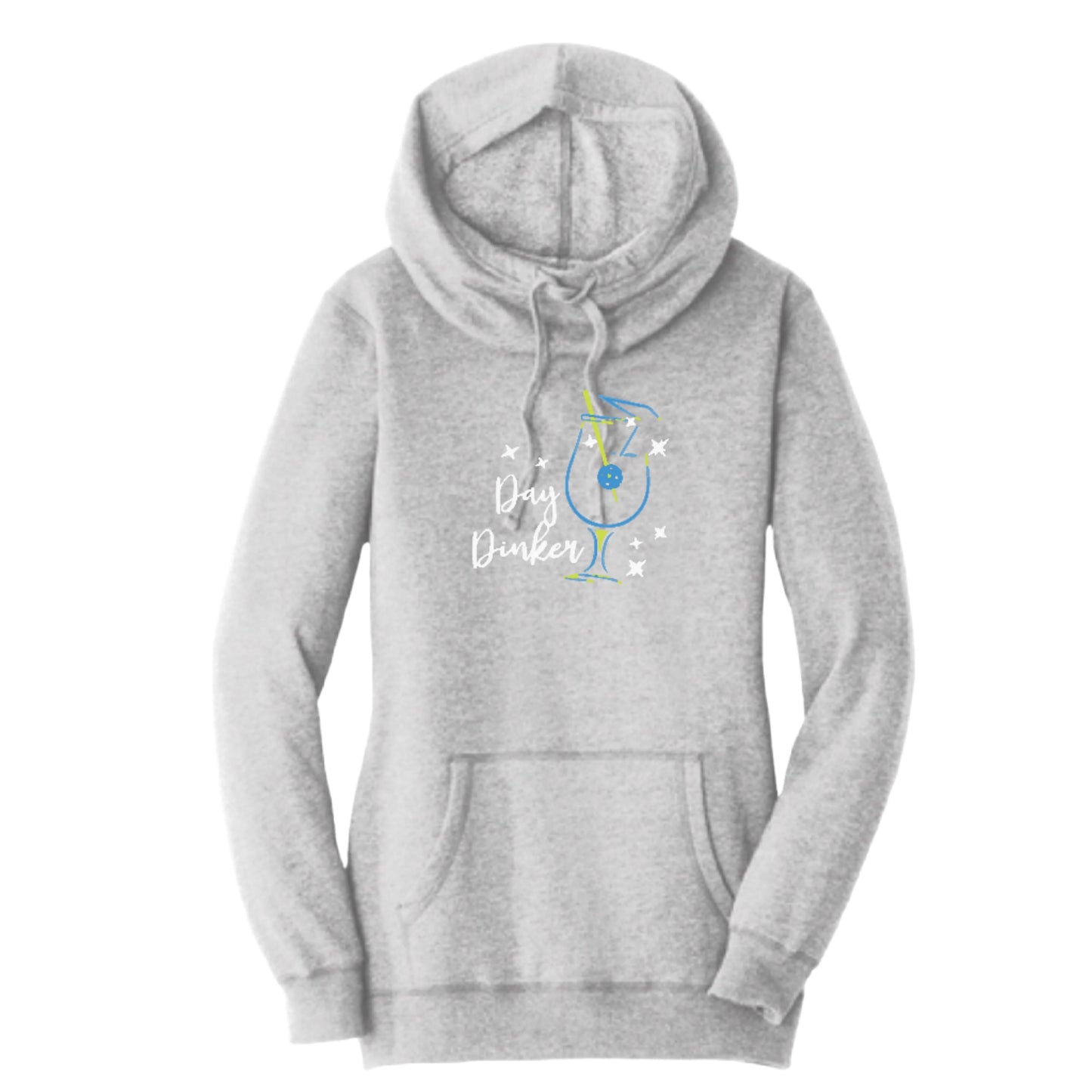 Day Dinker Pickleball Olive | Women’s Cowl-Neck Hoodie Pickleball Sweatshirt | 55% Cotton 45% Poly Fleece