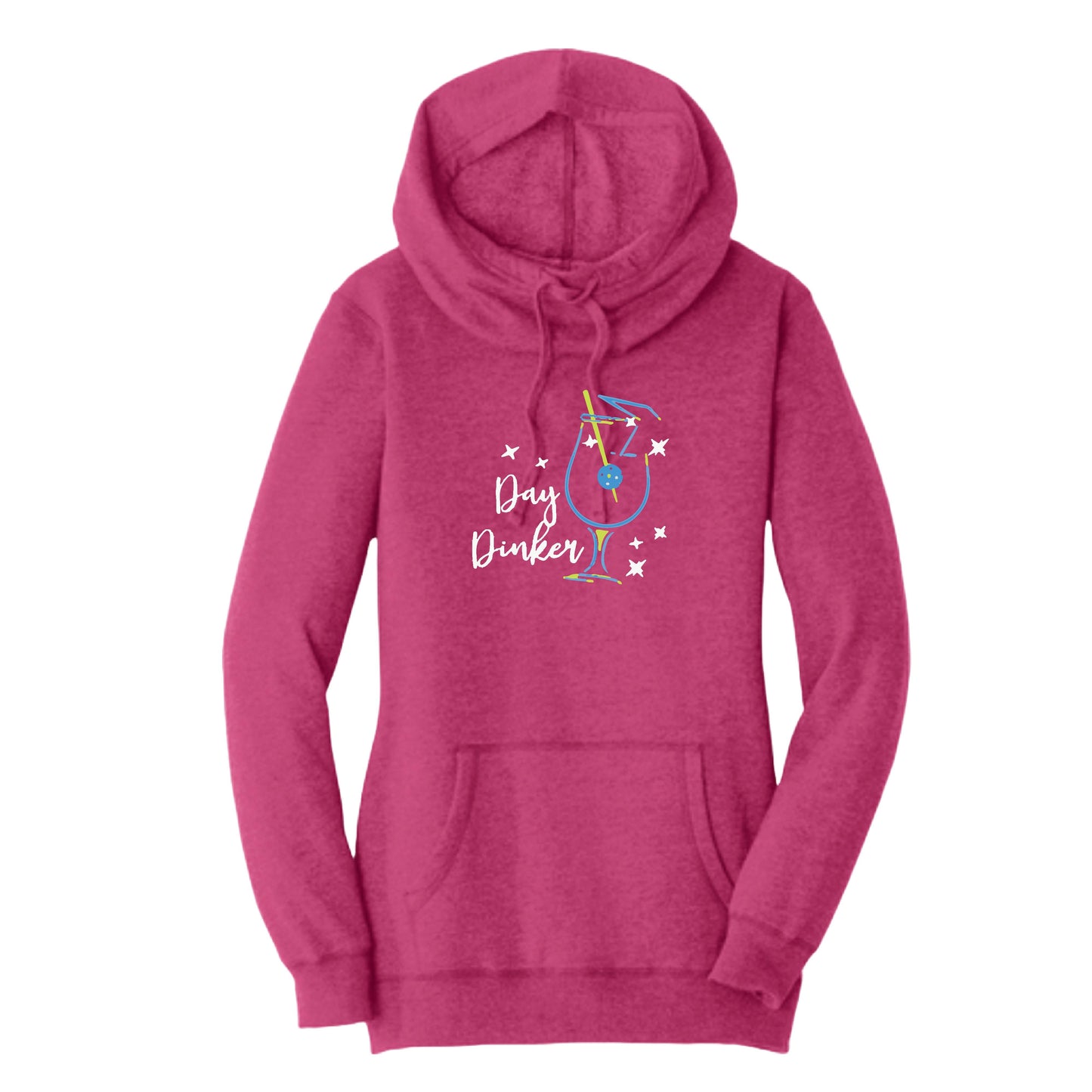Day Dinker Pickleball Olive | Women’s Cowl-Neck Hoodie Pickleball Sweatshirt | 55% Cotton 45% Poly Fleece