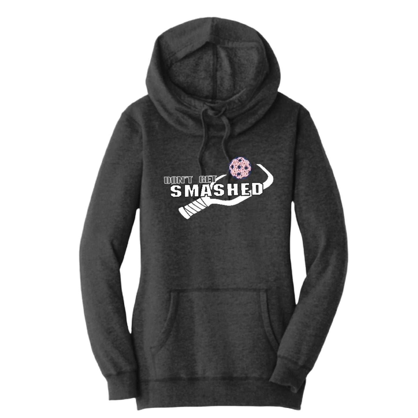 Don't Get Smashed With Pickleballs (Stars) | Women’s Cowl-Neck Hoodie Pickleball Sweatshirt | 55% Cotton 45% Poly Fleece