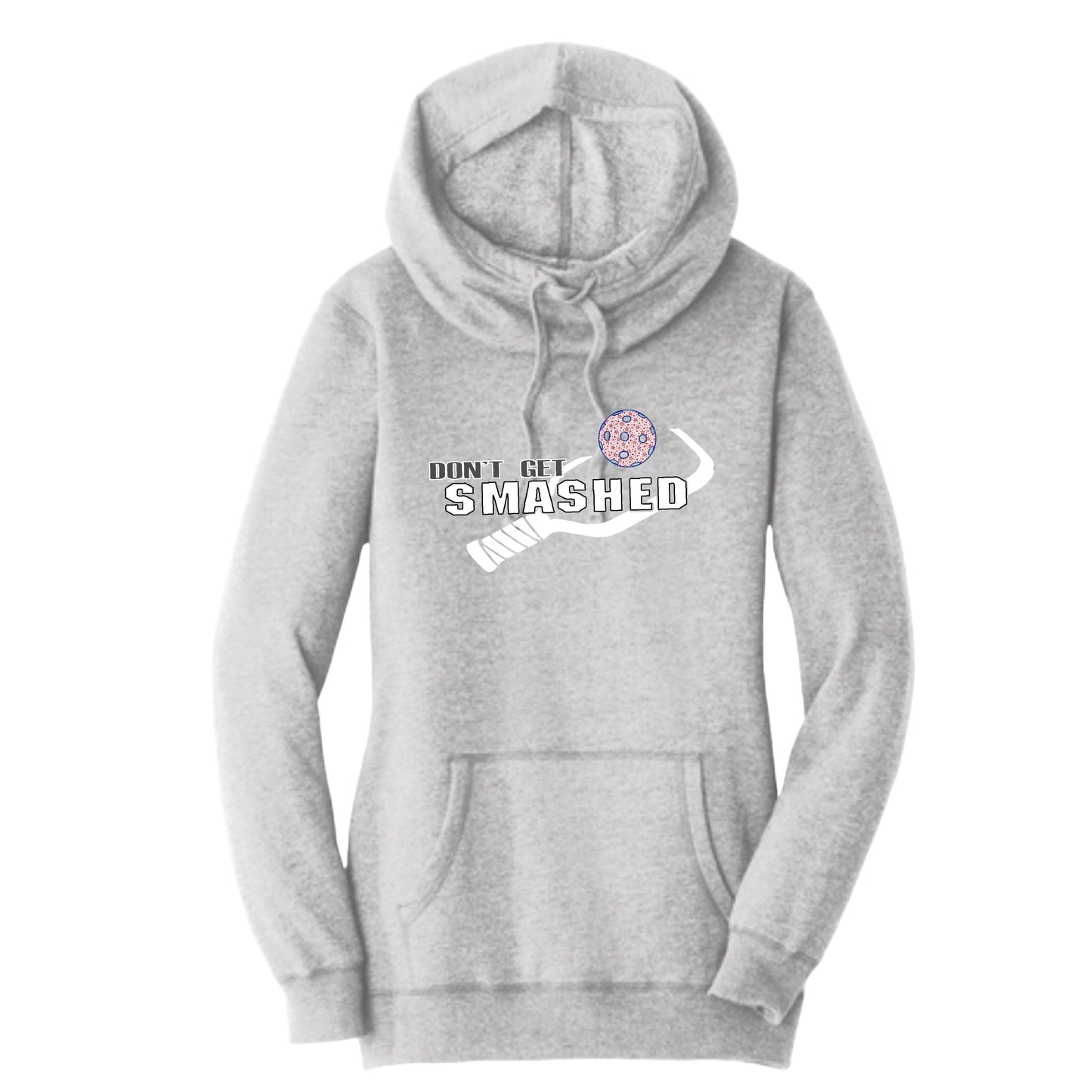 Don't Get Smashed With Pickleballs (Stars) | Women’s Cowl-Neck Hoodie Pickleball Sweatshirt | 55% Cotton 45% Poly Fleece