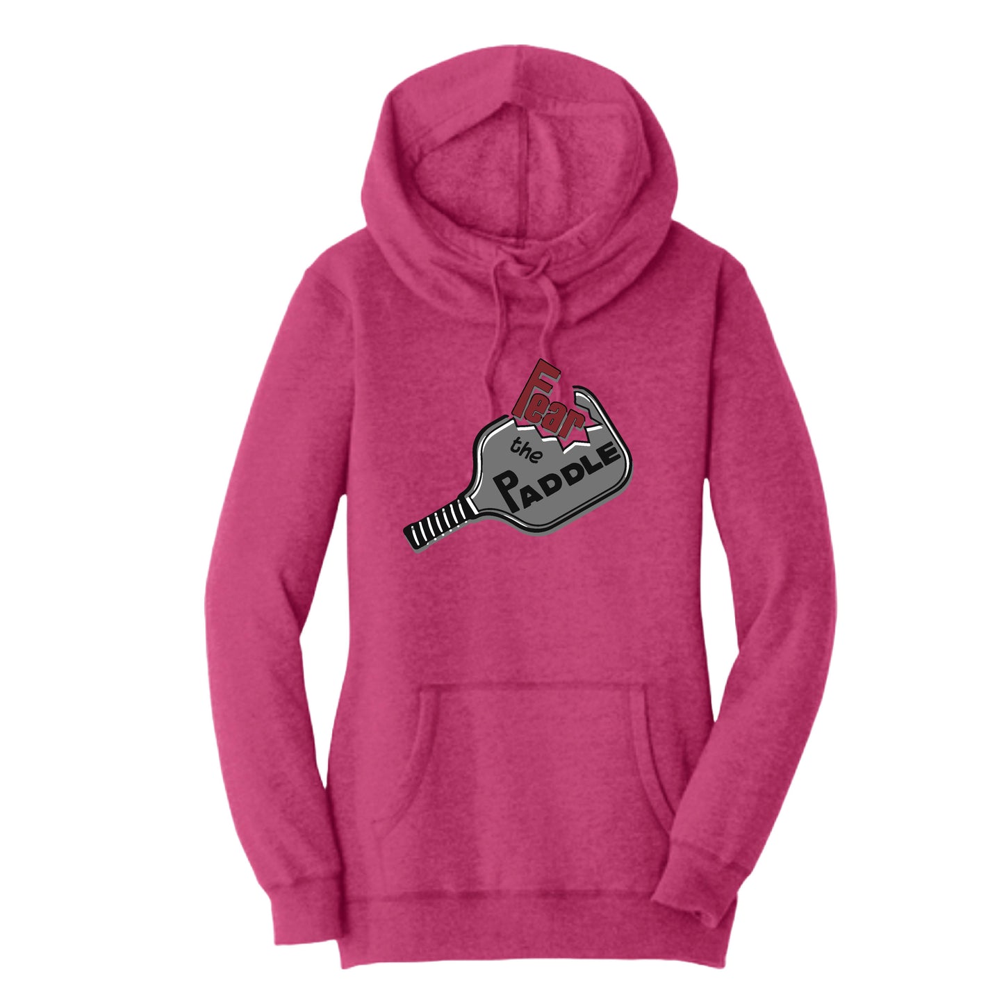 Fear The Paddle | Women’s Cowl-Neck Hoodie Pickleball Sweatshirt | 55% Cotton 45% Poly Fleece