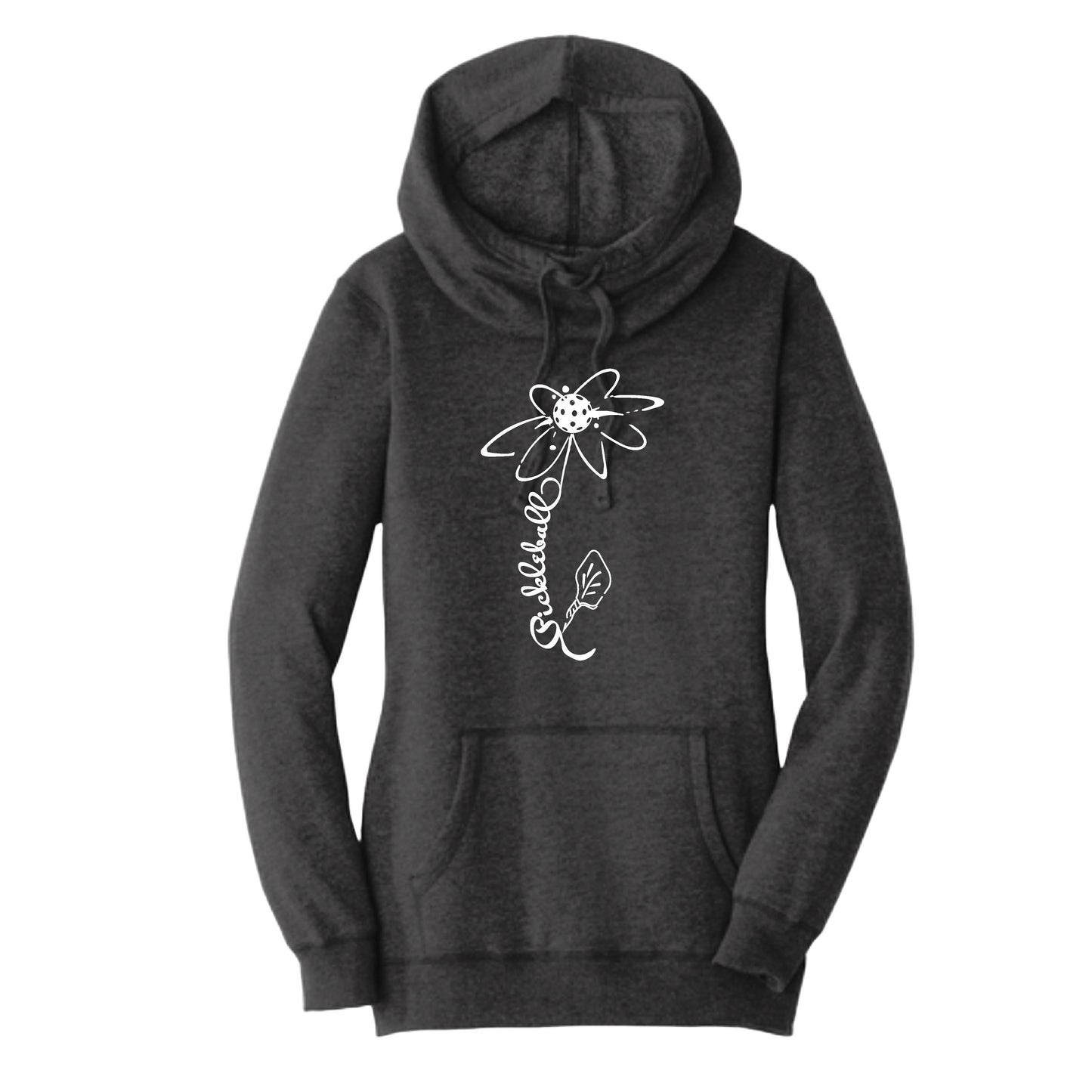 Pickleball Flower (Red White Yellow) | Women’s Cowl-Neck Hoodie Pickleball Sweatshirt | 55% Cotton 45% Poly Fleece