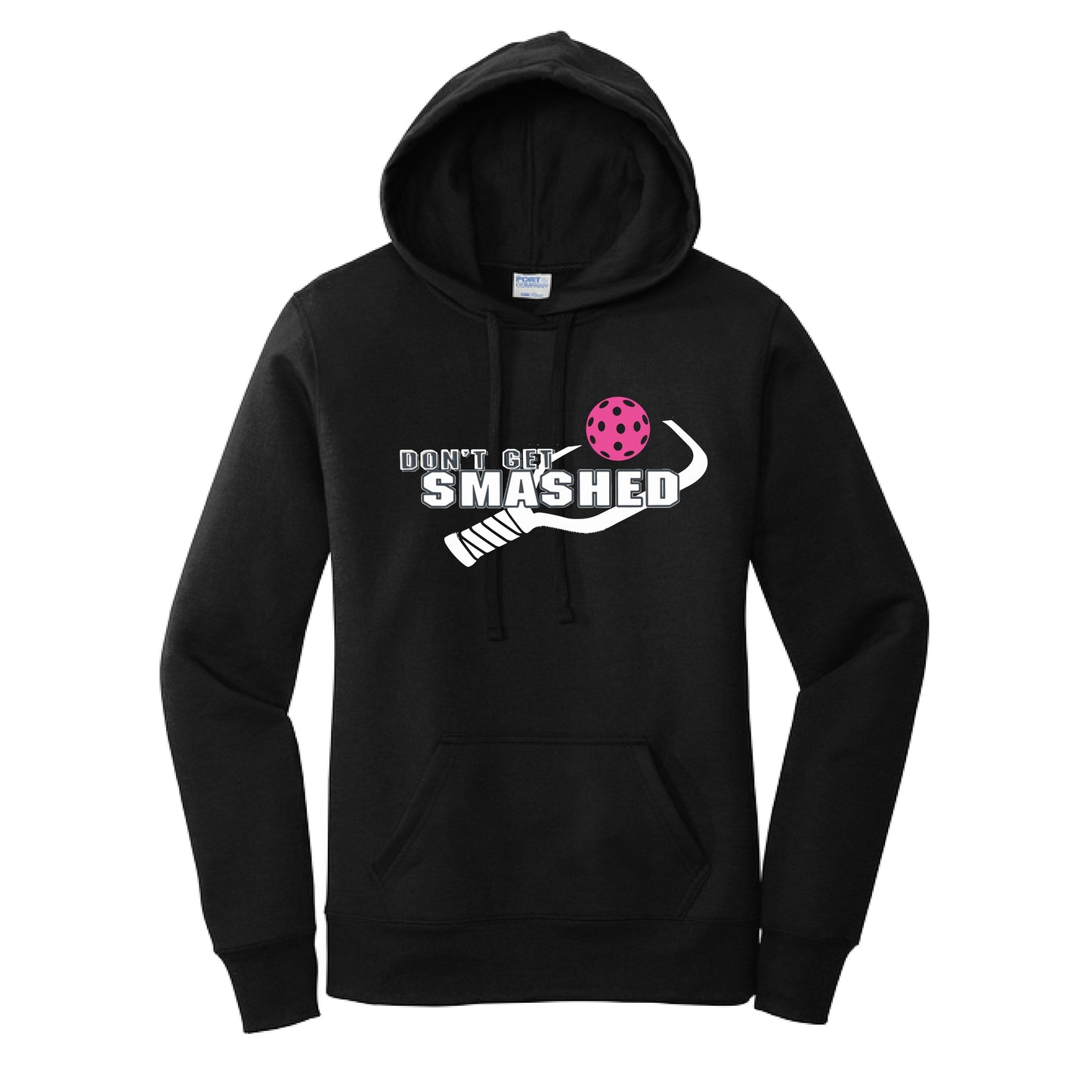 Don't Get Smashed Customizable (Pickleballs Pink Rainbow Red) | Women’s Fitted Hoodie Pickleball Sweatshirt | 50% Cotton 50% Poly Fleece