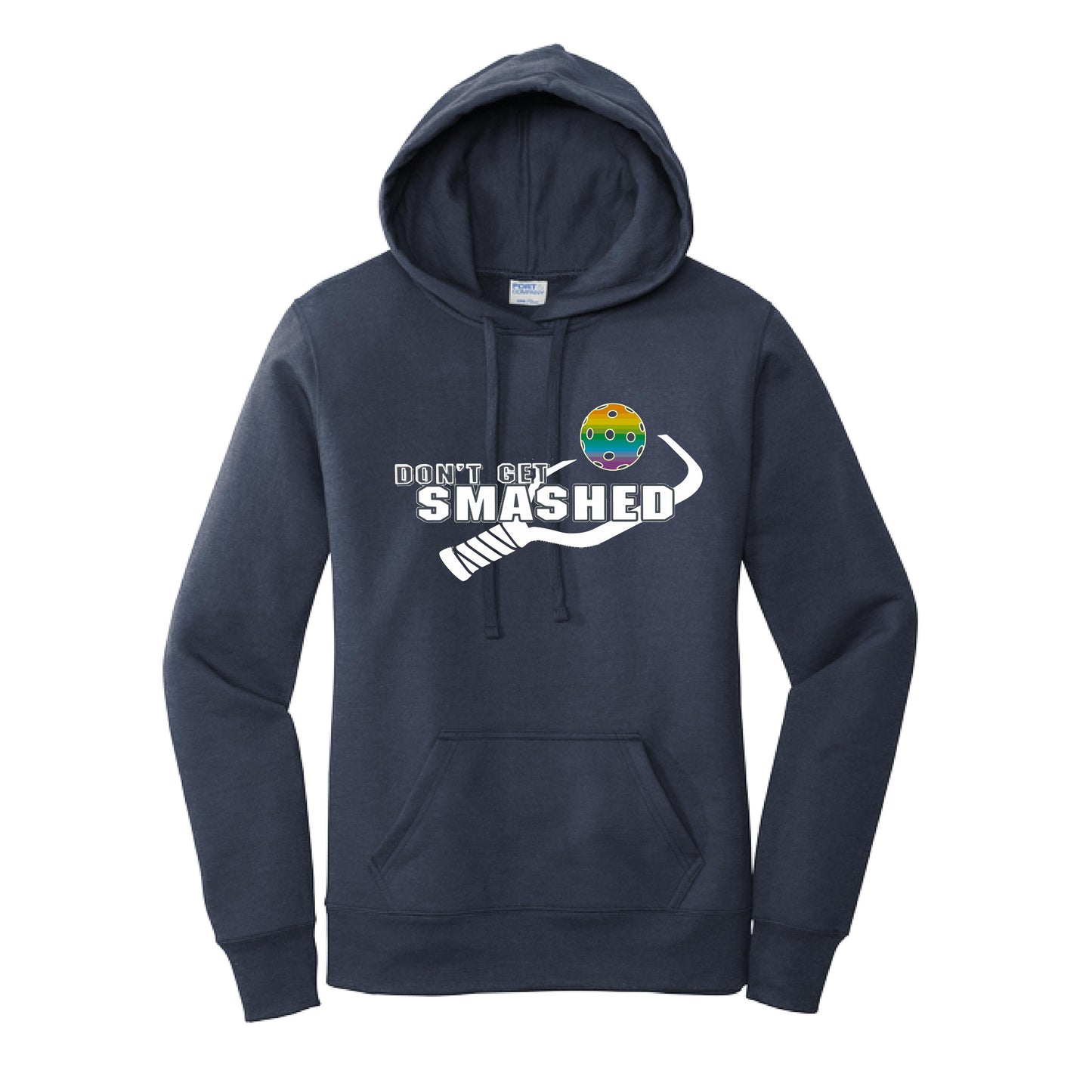 Don't Get Smashed Customizable (Pickleballs Pink Rainbow Red) | Women’s Fitted Hoodie Pickleball Sweatshirt | 50% Cotton 50% Poly Fleece