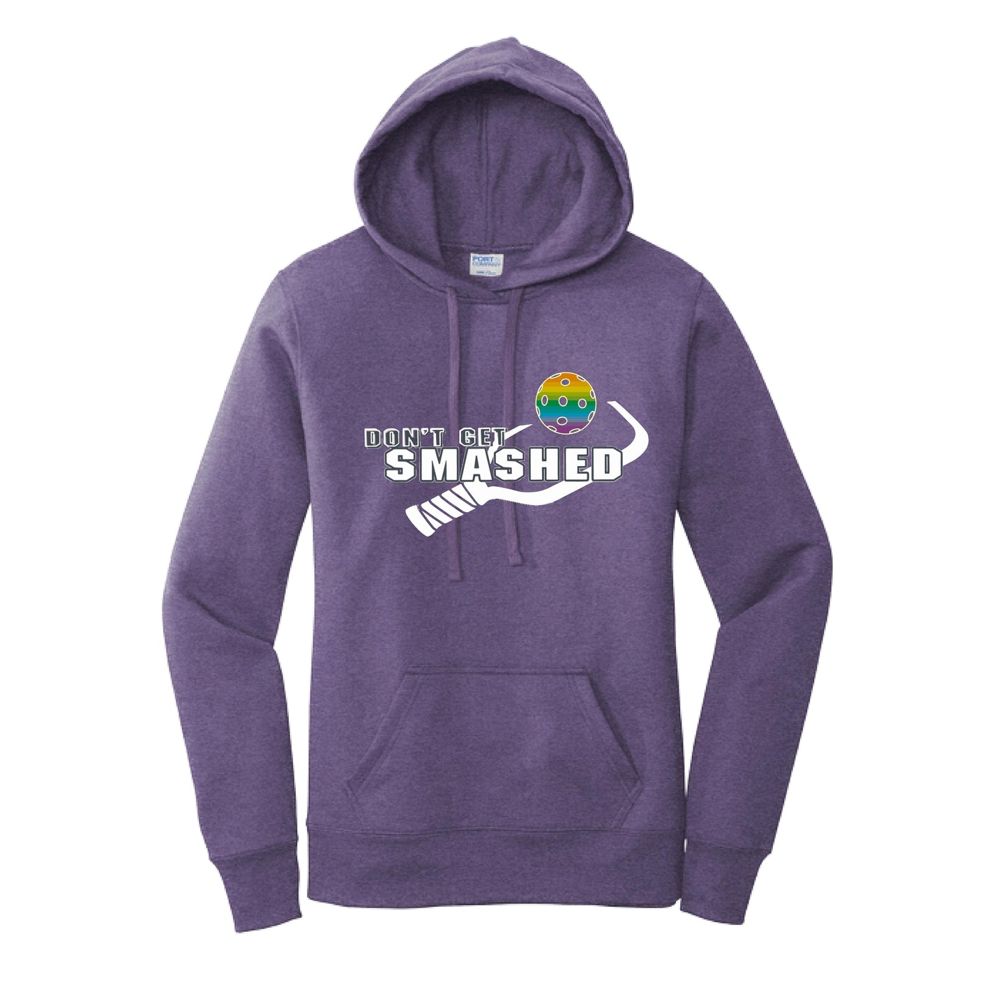 Don't Get Smashed Customizable (Pickleballs Pink Rainbow Red) | Women’s Fitted Hoodie Pickleball Sweatshirt | 50% Cotton 50% Poly Fleece