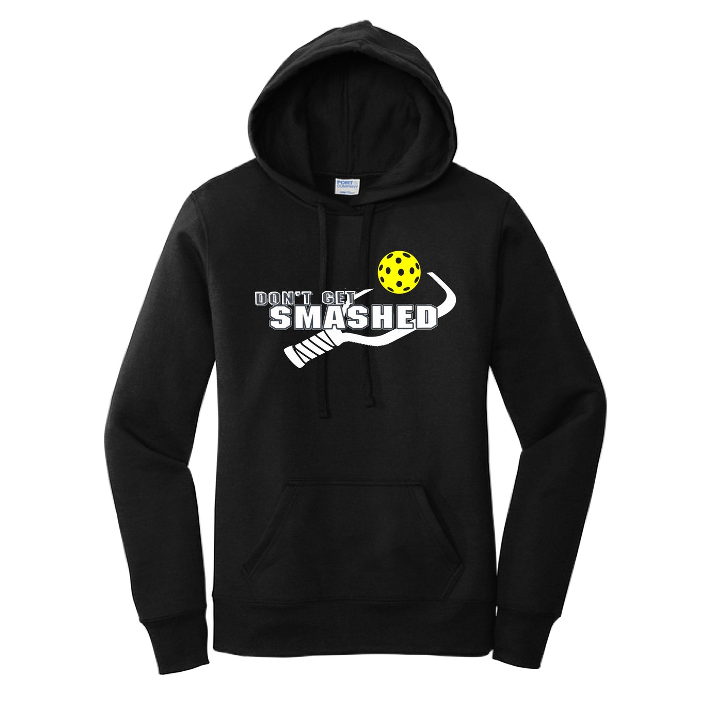 Don't Get Smashed Customizable (Pickleballs White Green Yellow) | Women’s Fitted Hoodie Pickleball Sweatshirt | 50% Cotton 50% Poly Fleece