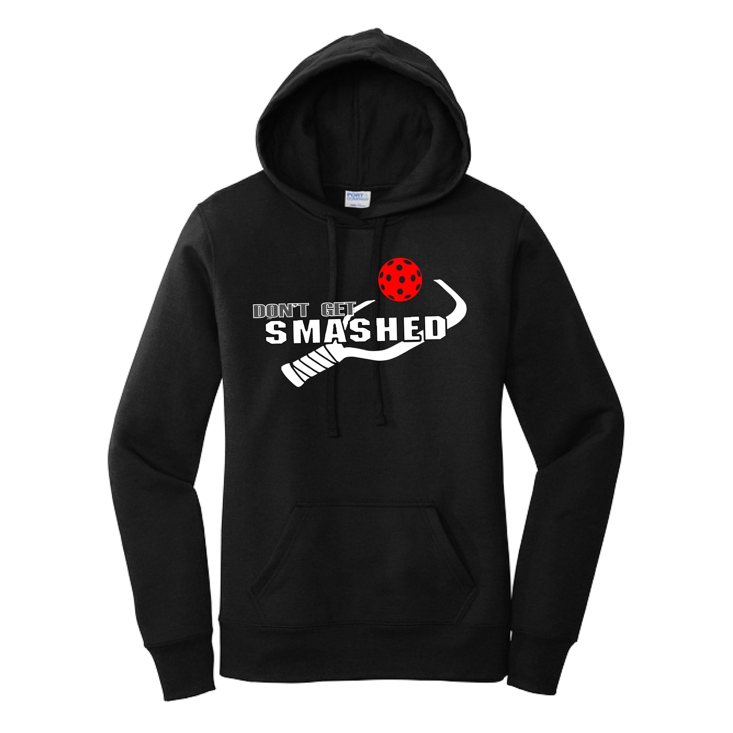 Don't Get Smashed Customizable (Pickleballs Pink Rainbow Red) | Women’s Fitted Hoodie Pickleball Sweatshirt | 50% Cotton 50% Poly Fleece
