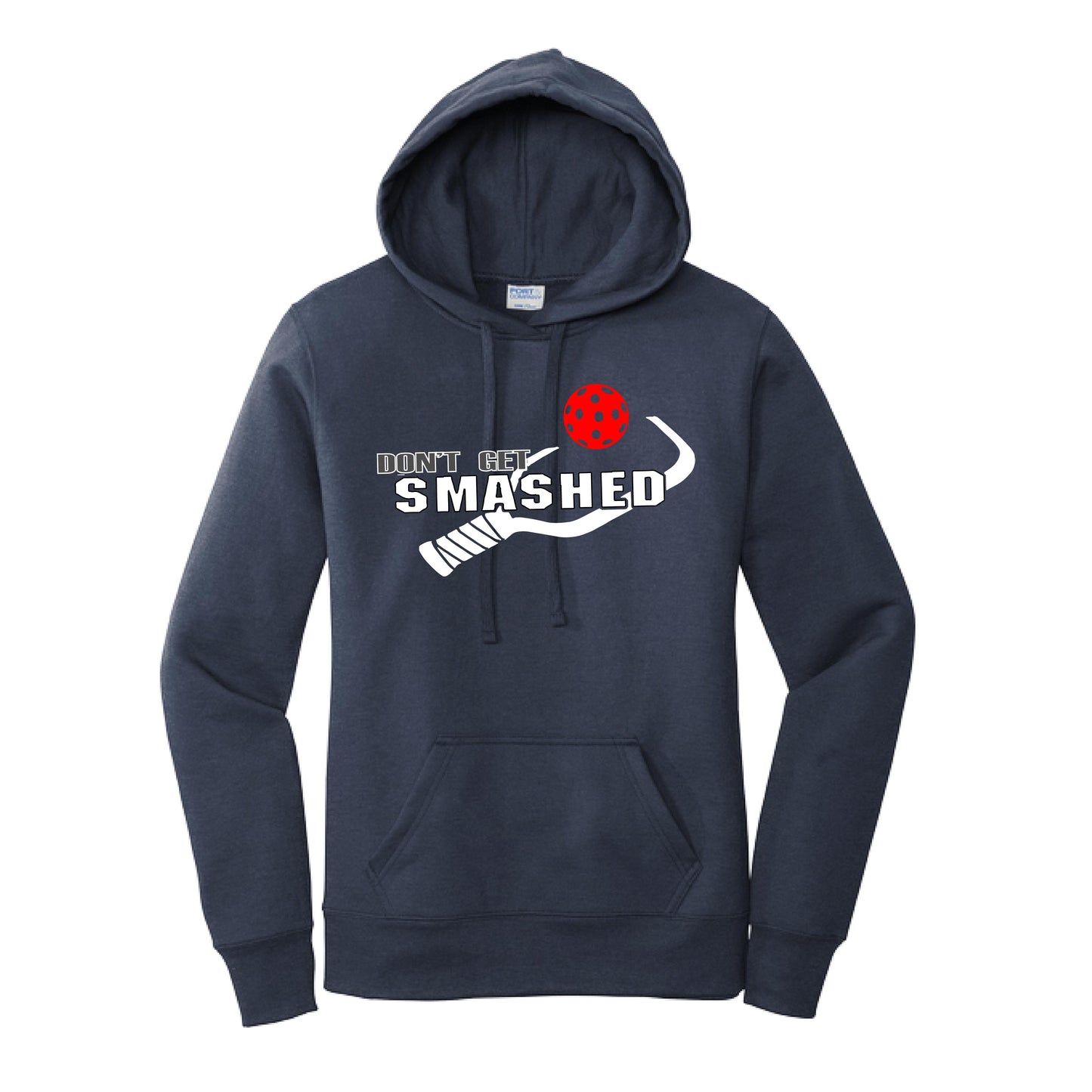 Don't Get Smashed Customizable (Pickleballs Pink Rainbow Red) | Women’s Fitted Hoodie Pickleball Sweatshirt | 50% Cotton 50% Poly Fleece