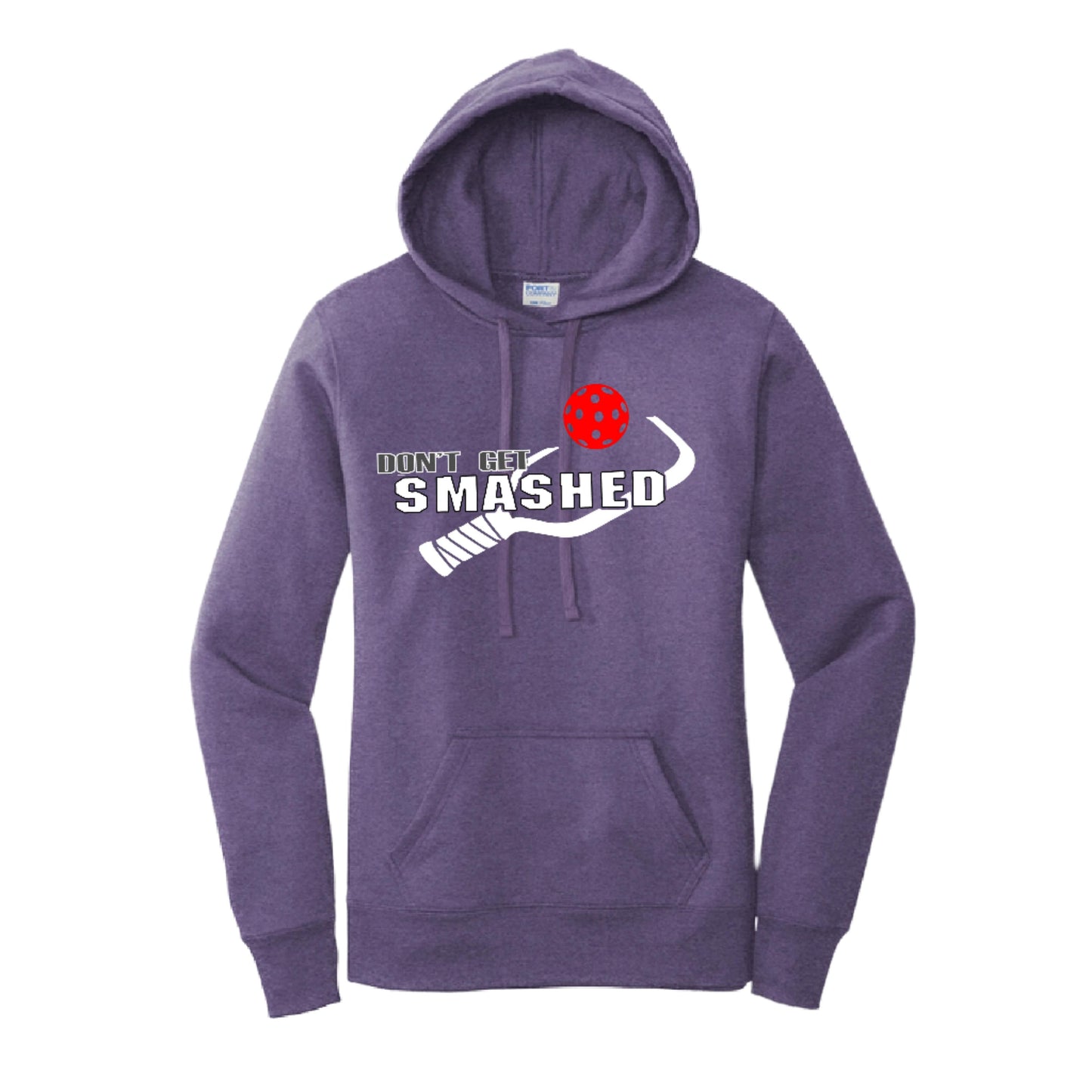 Don't Get Smashed Customizable (Pickleballs Pink Rainbow Red) | Women’s Fitted Hoodie Pickleball Sweatshirt | 50% Cotton 50% Poly Fleece