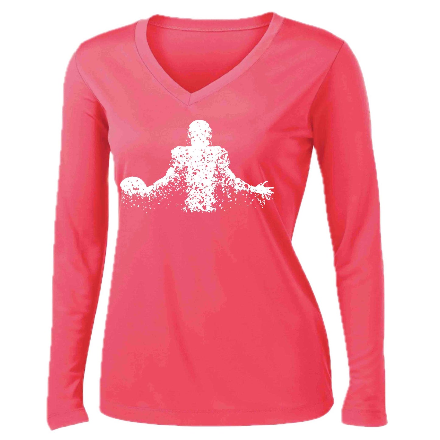 Coming Alive Football | Women’s Long Sleeve V-Neck Football T-Shirt | 100% Polyester