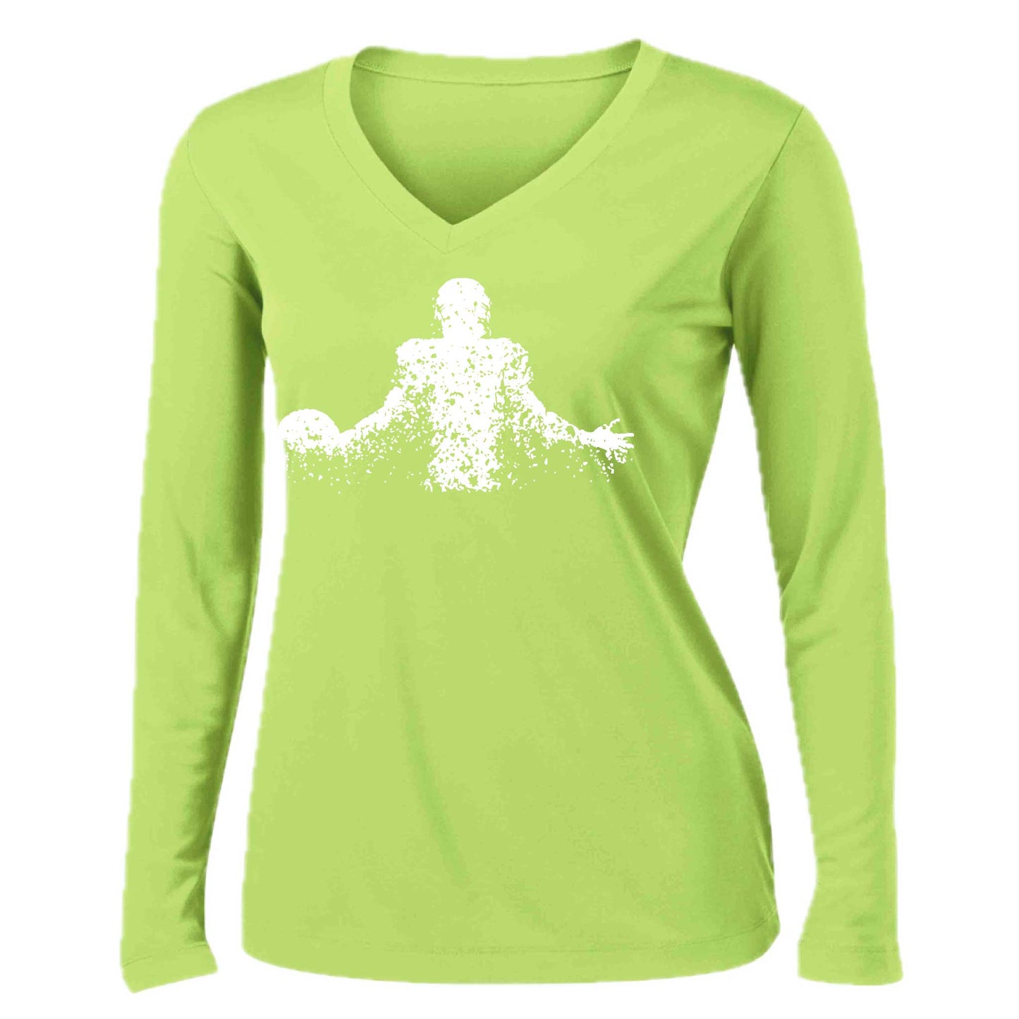 Coming Alive Football | Women’s Long Sleeve V-Neck Football T-Shirt | 100% Polyester
