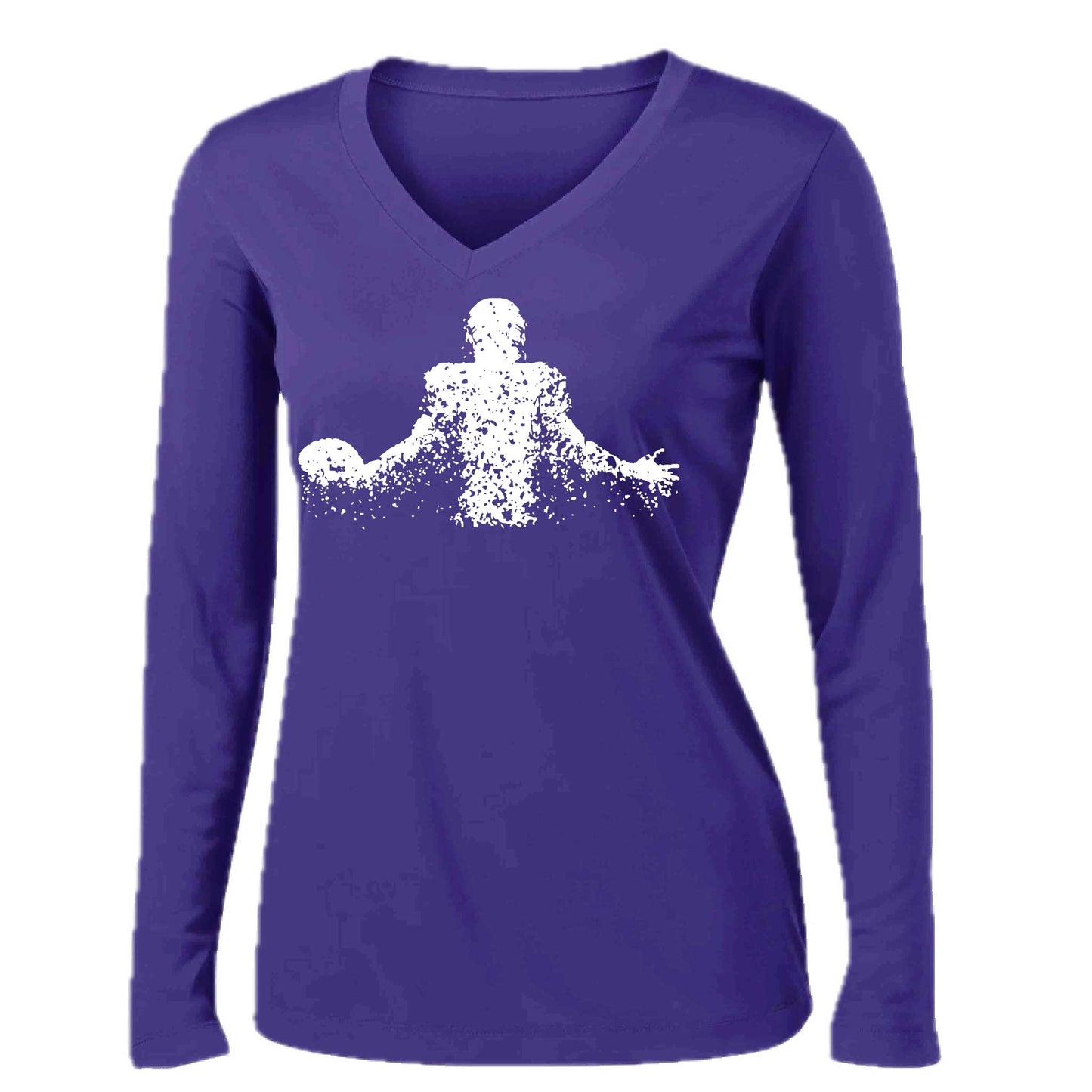 Coming Alive Football | Women’s Long Sleeve V-Neck Football T-Shirt | 100% Polyester