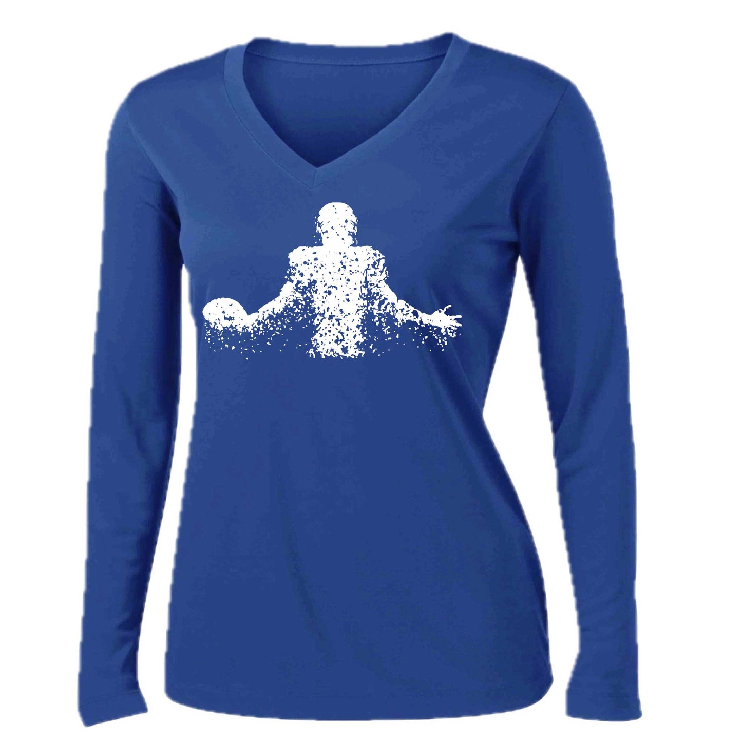 Coming Alive Football | Women’s Long Sleeve V-Neck Football T-Shirt | 100% Polyester