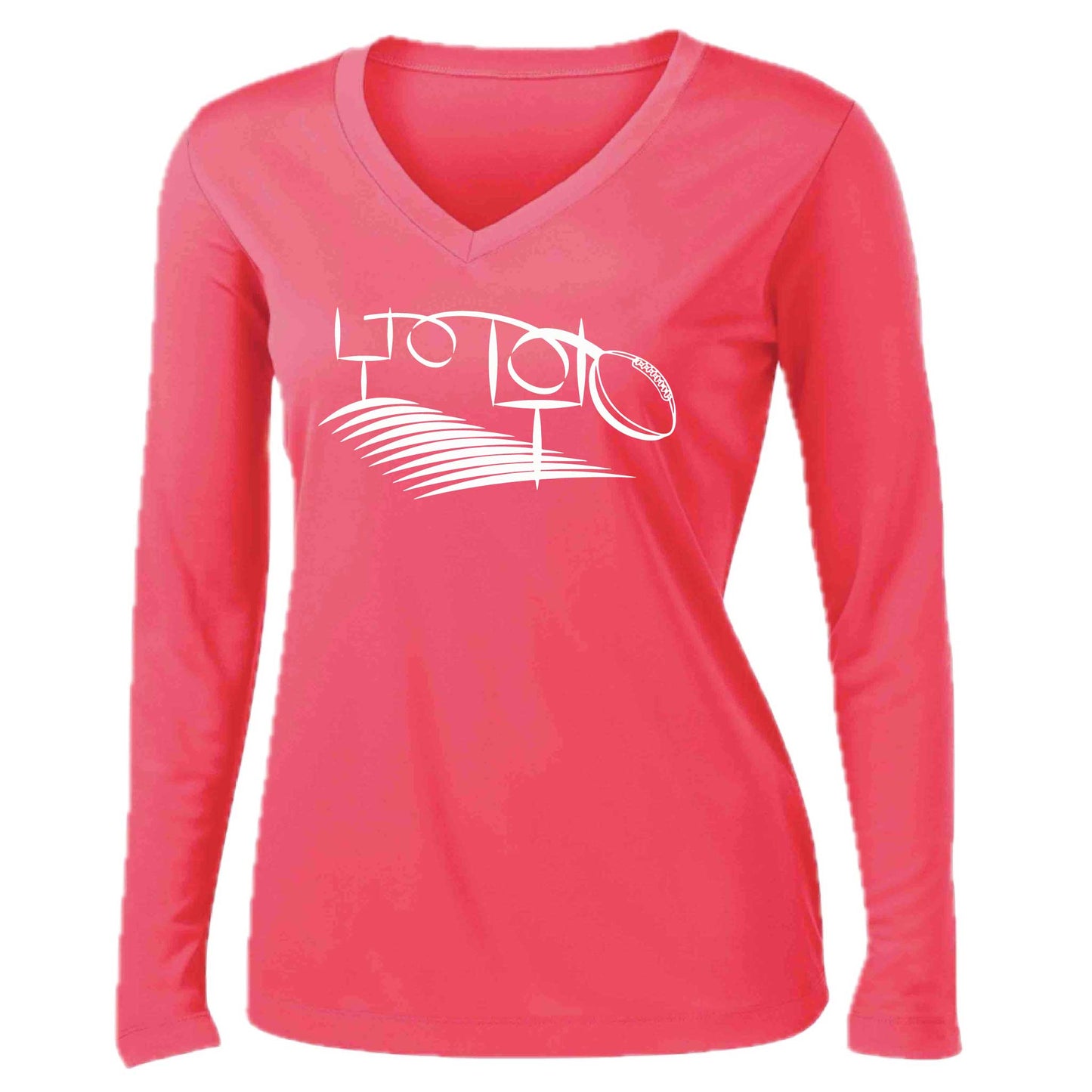 Football Field Goal | Women’s Long Sleeve V-Neck Football T-Shirt | 100% Polyester