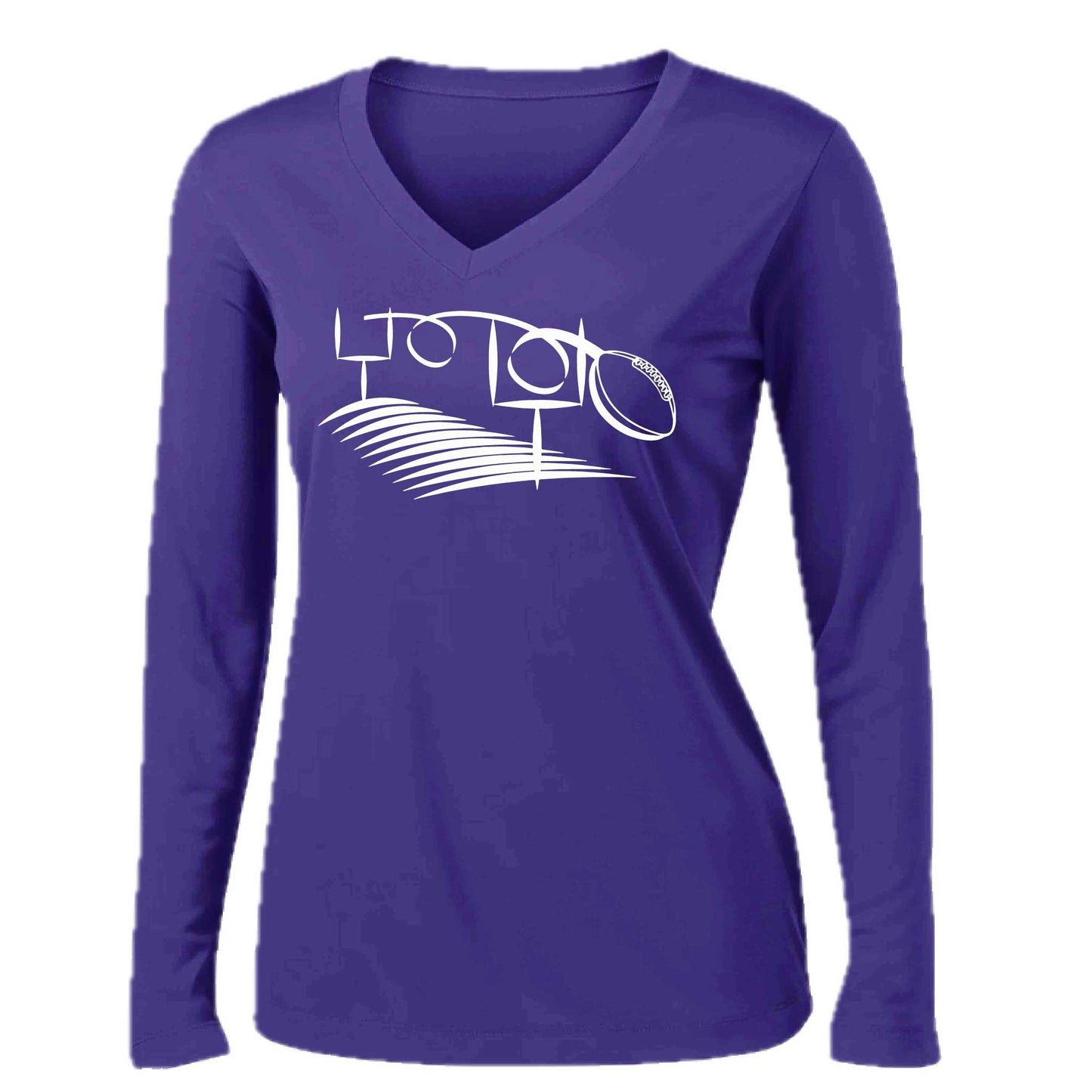Football Field Goal | Women’s Long Sleeve V-Neck Football T-Shirt | 100% Polyester