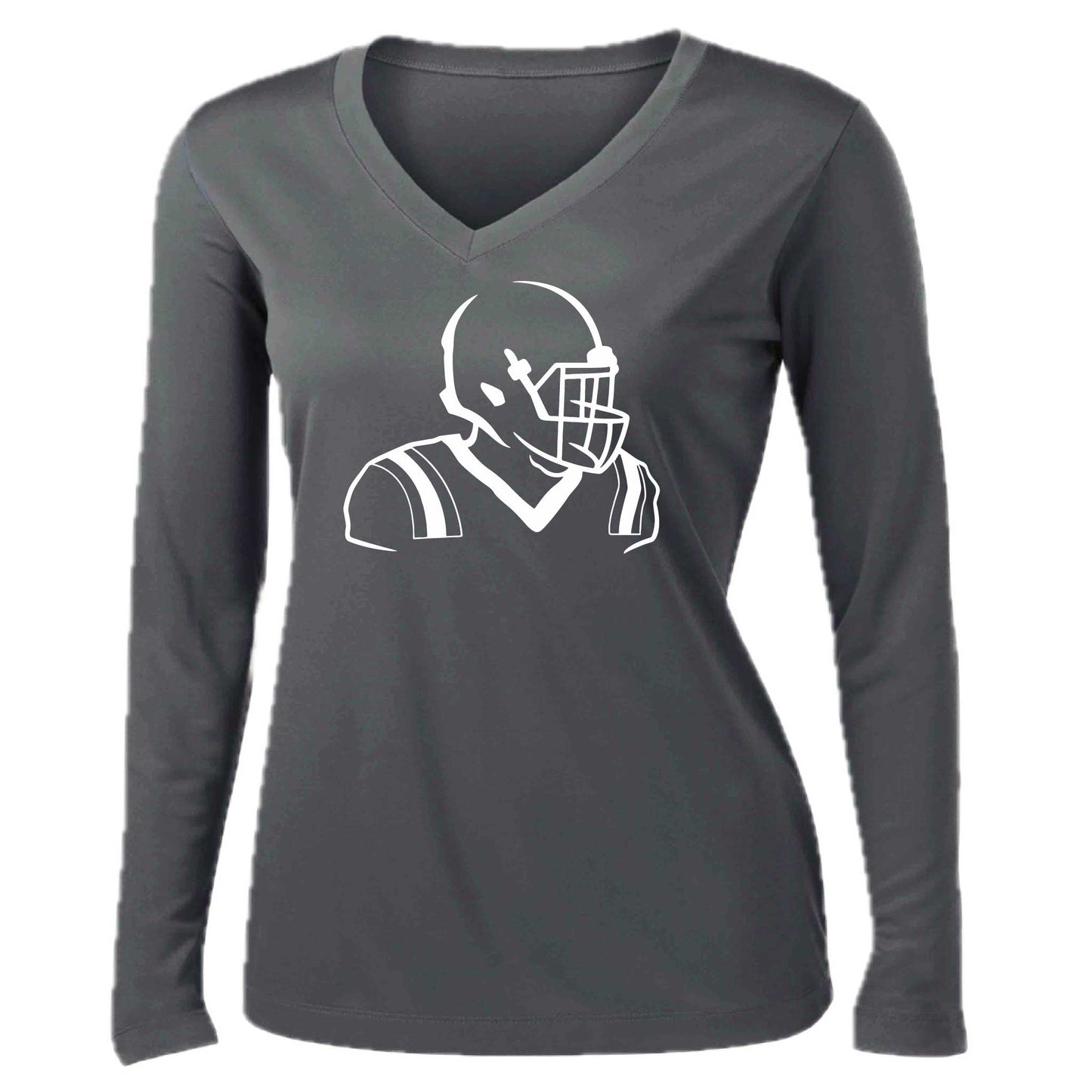 Football Player | Women’s Long Sleeve V-Neck Football T-Shirt | 100% Polyester