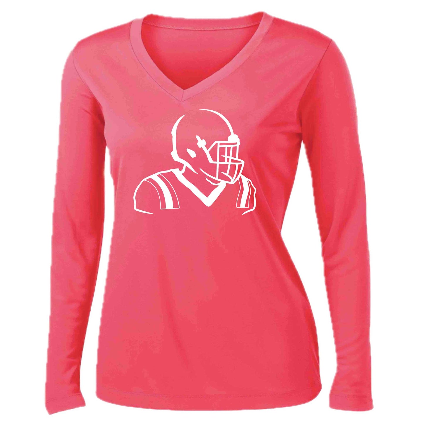 Football Player | Women’s Long Sleeve V-Neck Football T-Shirt | 100% Polyester
