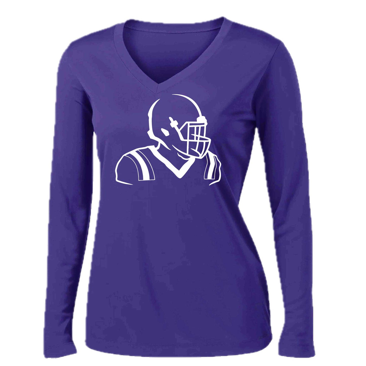 Football Player | Women’s Long Sleeve V-Neck Football T-Shirt | 100% Polyester