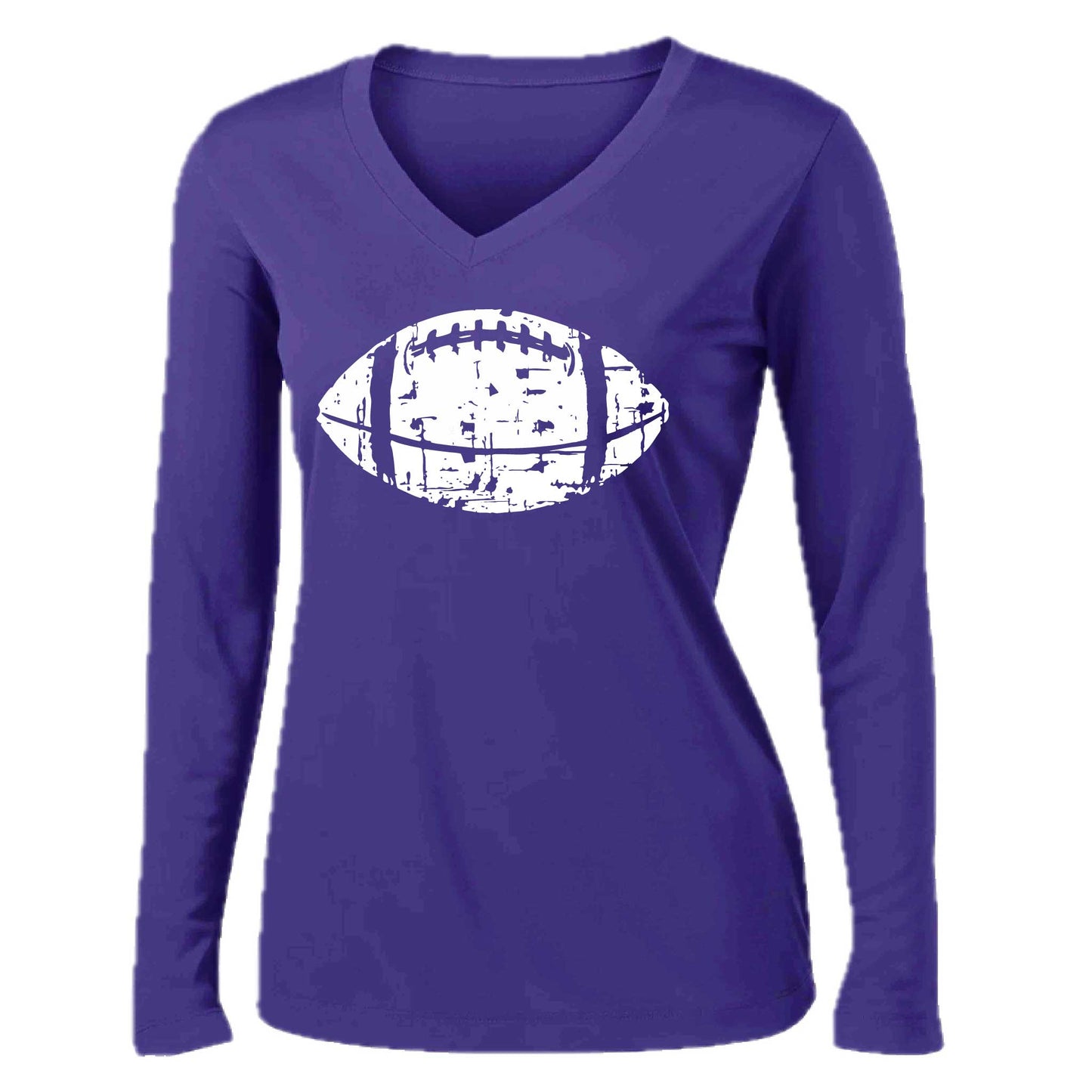 Football Scramble | Women’s Long Sleeve V-Neck Football T-Shirt | 100% Polyester