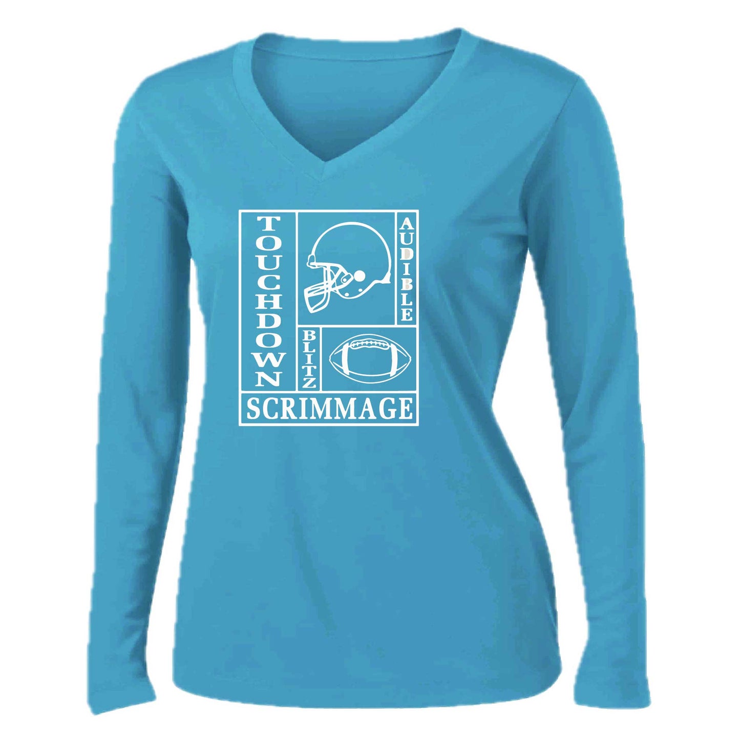 Football Zone | Women’s Long Sleeve V-Neck Football T-Shirt | 100% Polyester