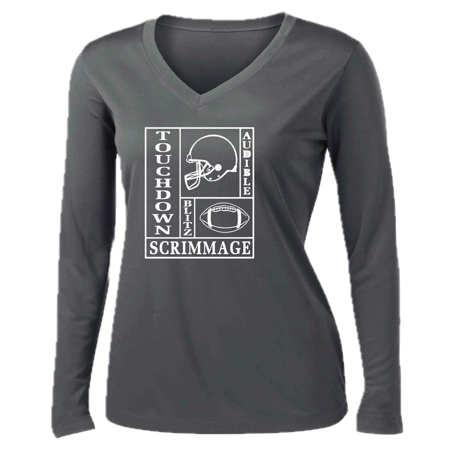 Football Zone | Women’s Long Sleeve V-Neck Football T-Shirt | 100% Polyester