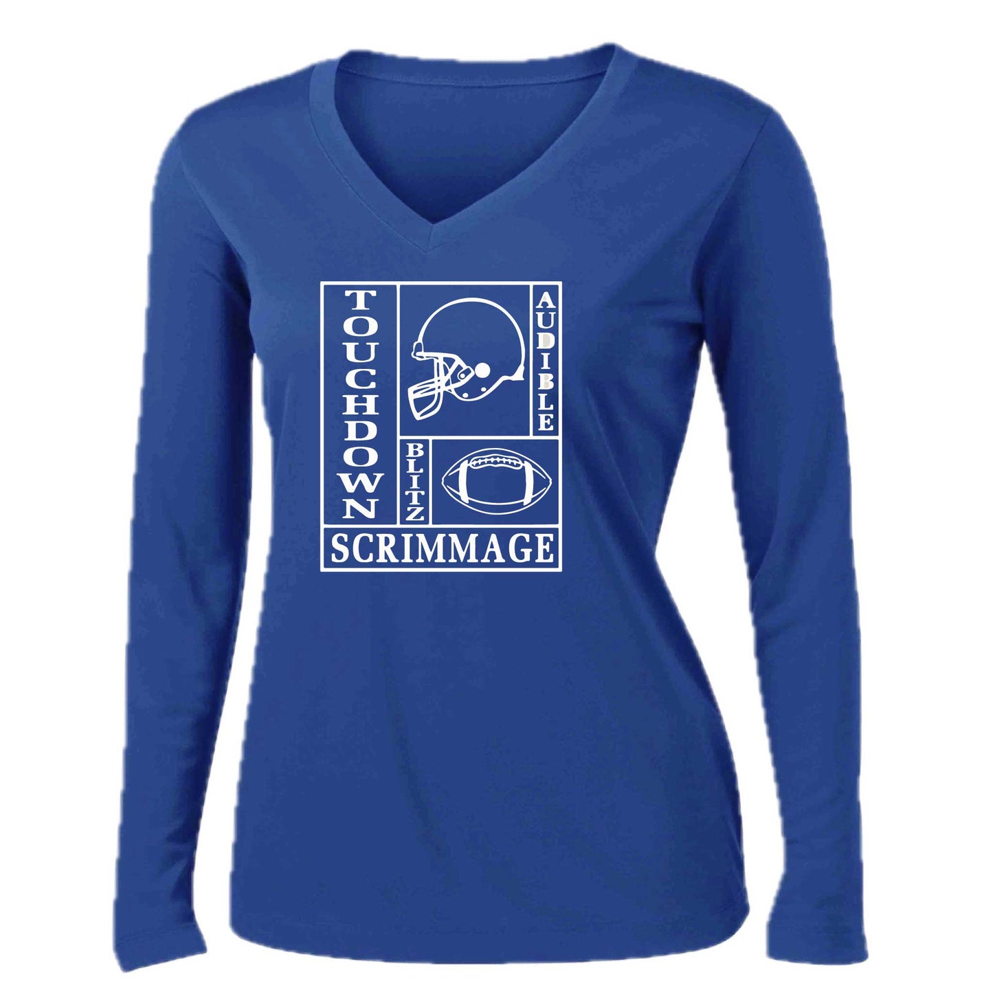 Football Zone | Women’s Long Sleeve V-Neck Football T-Shirt | 100% Polyester
