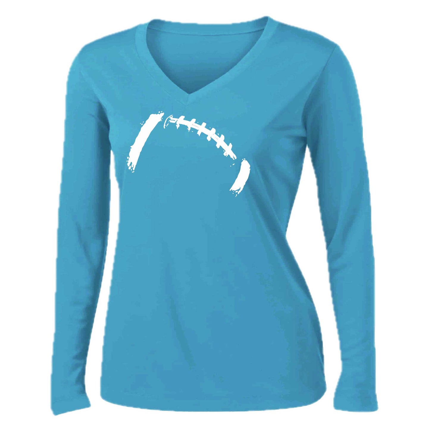 Retro Football | Women’s Long Sleeve V-Neck Football T-Shirt | 100% Polyester