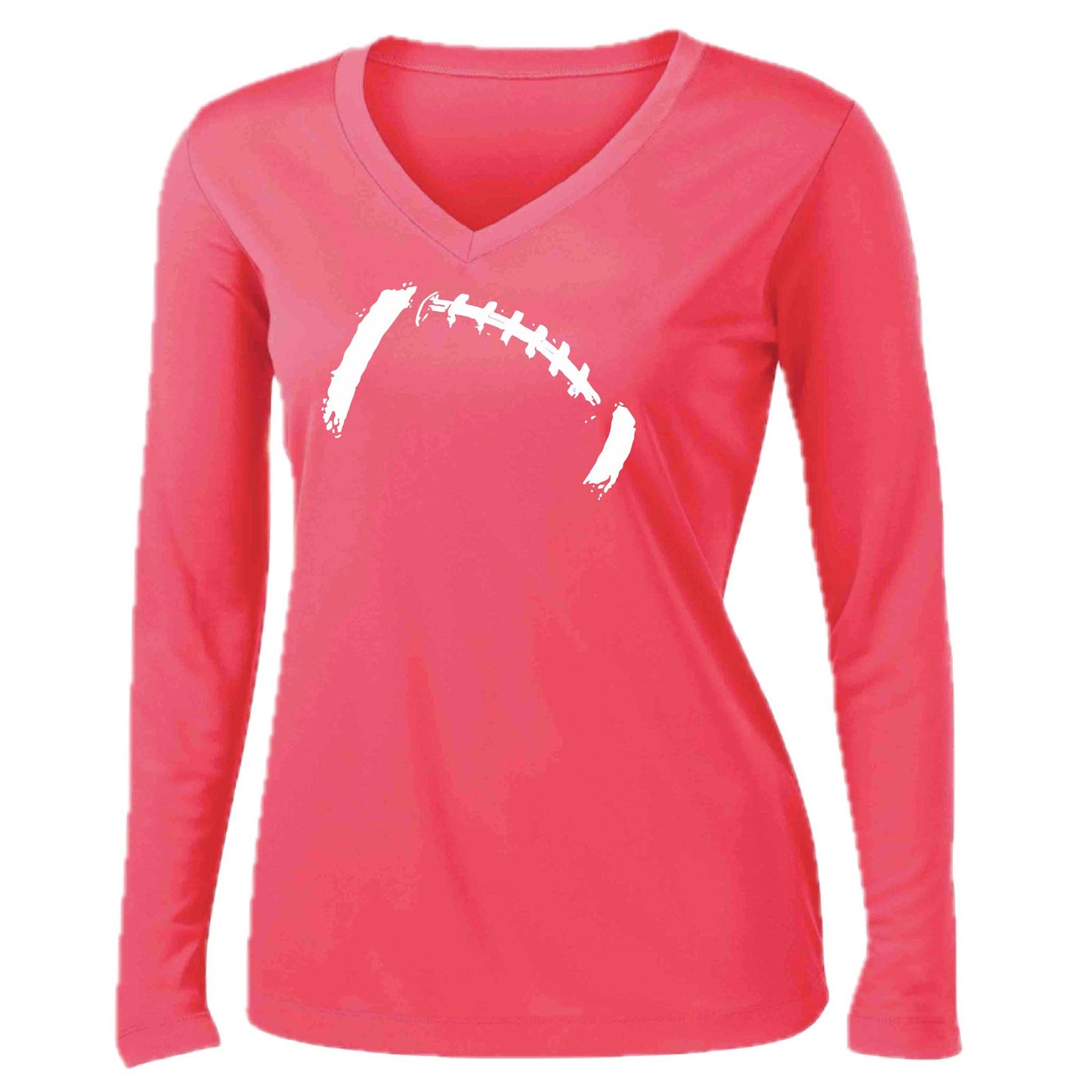Retro Football | Women’s Long Sleeve V-Neck Football T-Shirt | 100% Polyester