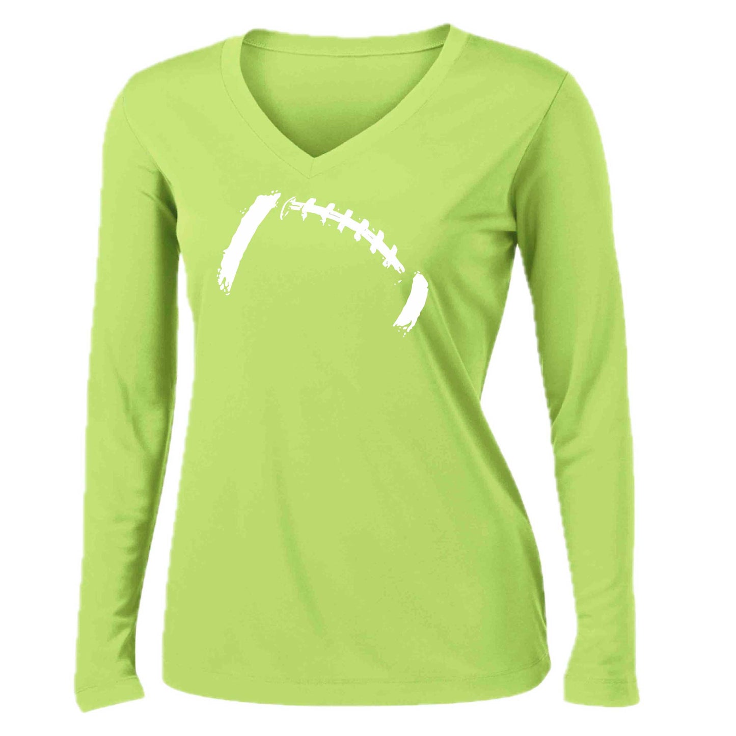 Retro Football | Women’s Long Sleeve V-Neck Football T-Shirt | 100% Polyester