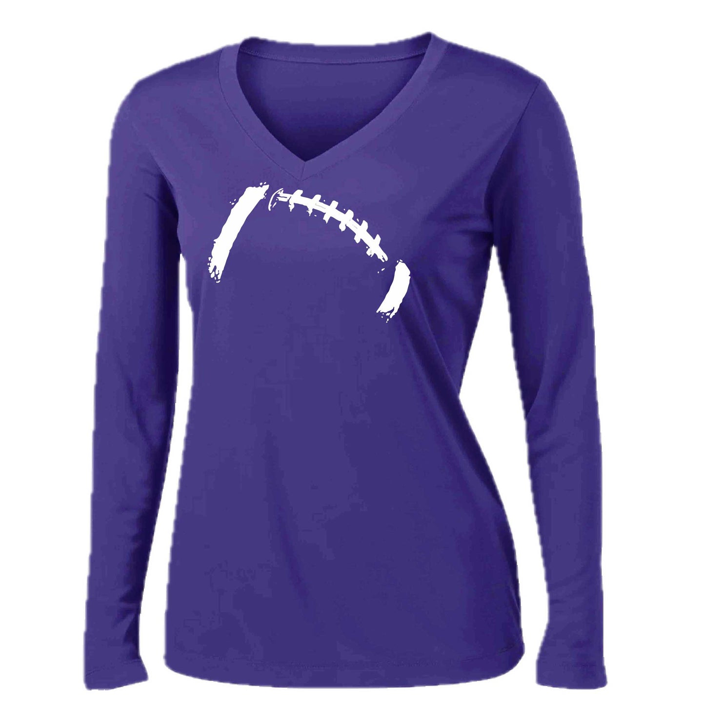 Retro Football | Women’s Long Sleeve V-Neck Football T-Shirt | 100% Polyester