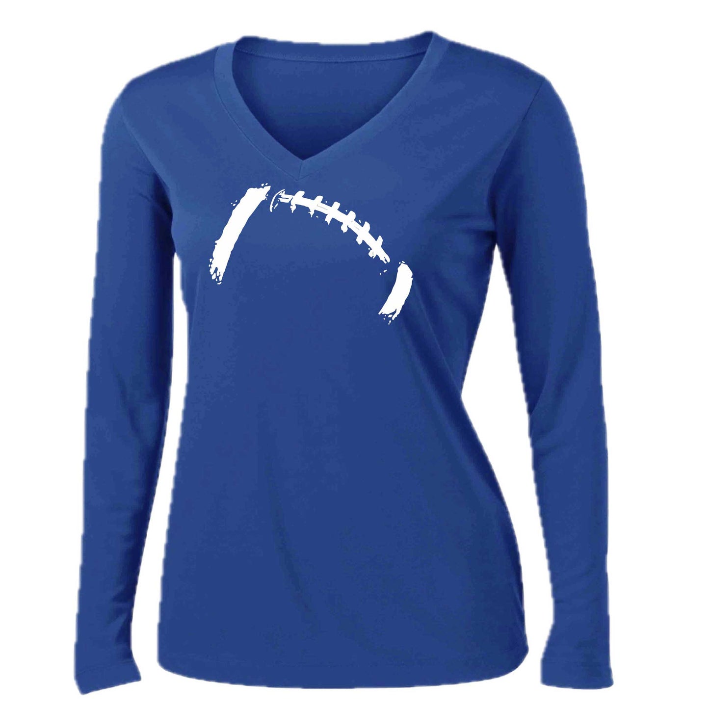 Retro Football | Women’s Long Sleeve V-Neck Football T-Shirt | 100% Polyester
