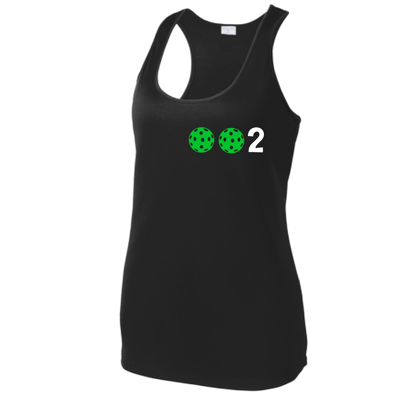 002 With Pickleballs (Colors Green Orange Red) Customizable | Women's Racerback Pickleball Tank | 100% Polyester