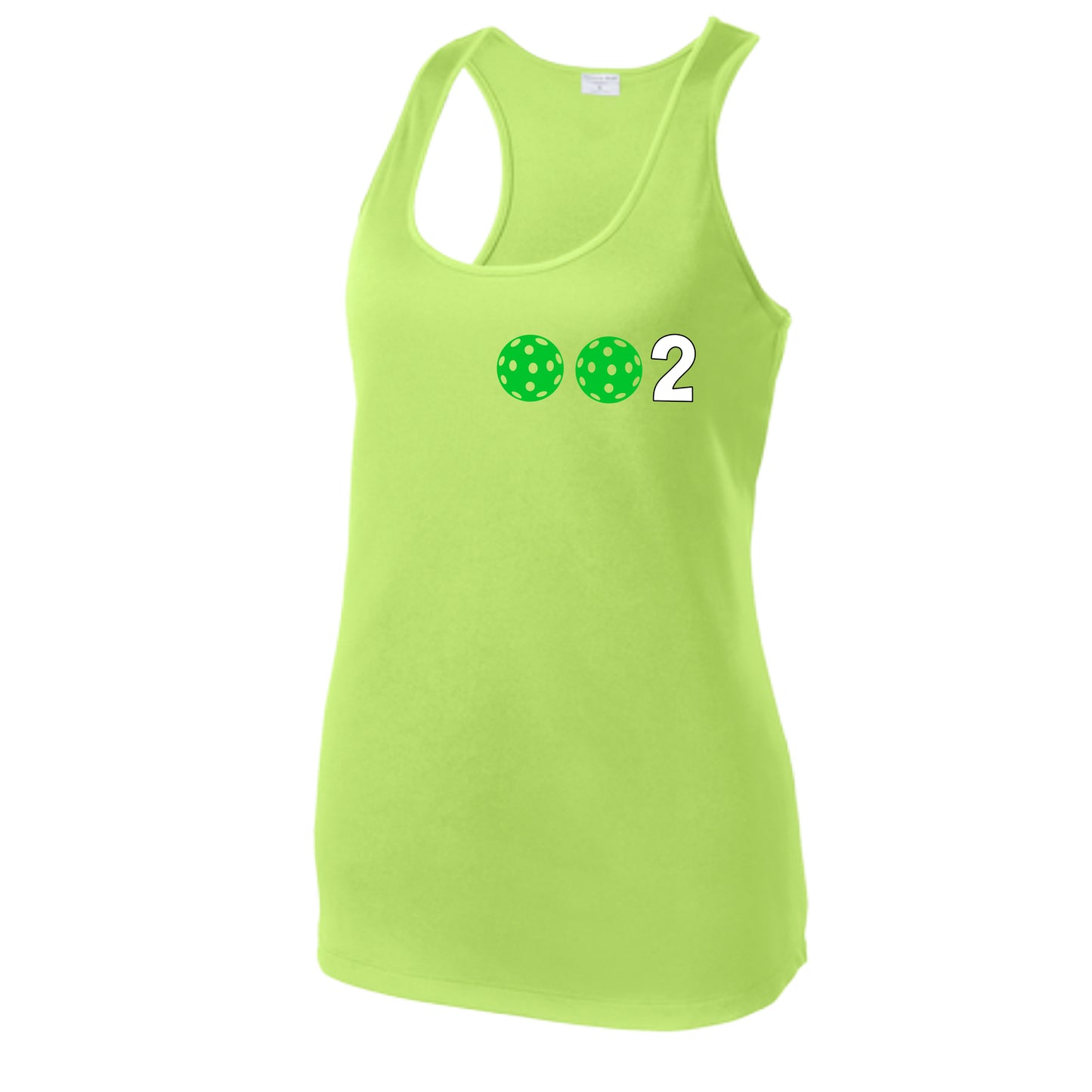 002 With Pickleballs (Colors Green Orange Red) Customizable | Women's Racerback Pickleball Tank | 100% Polyester