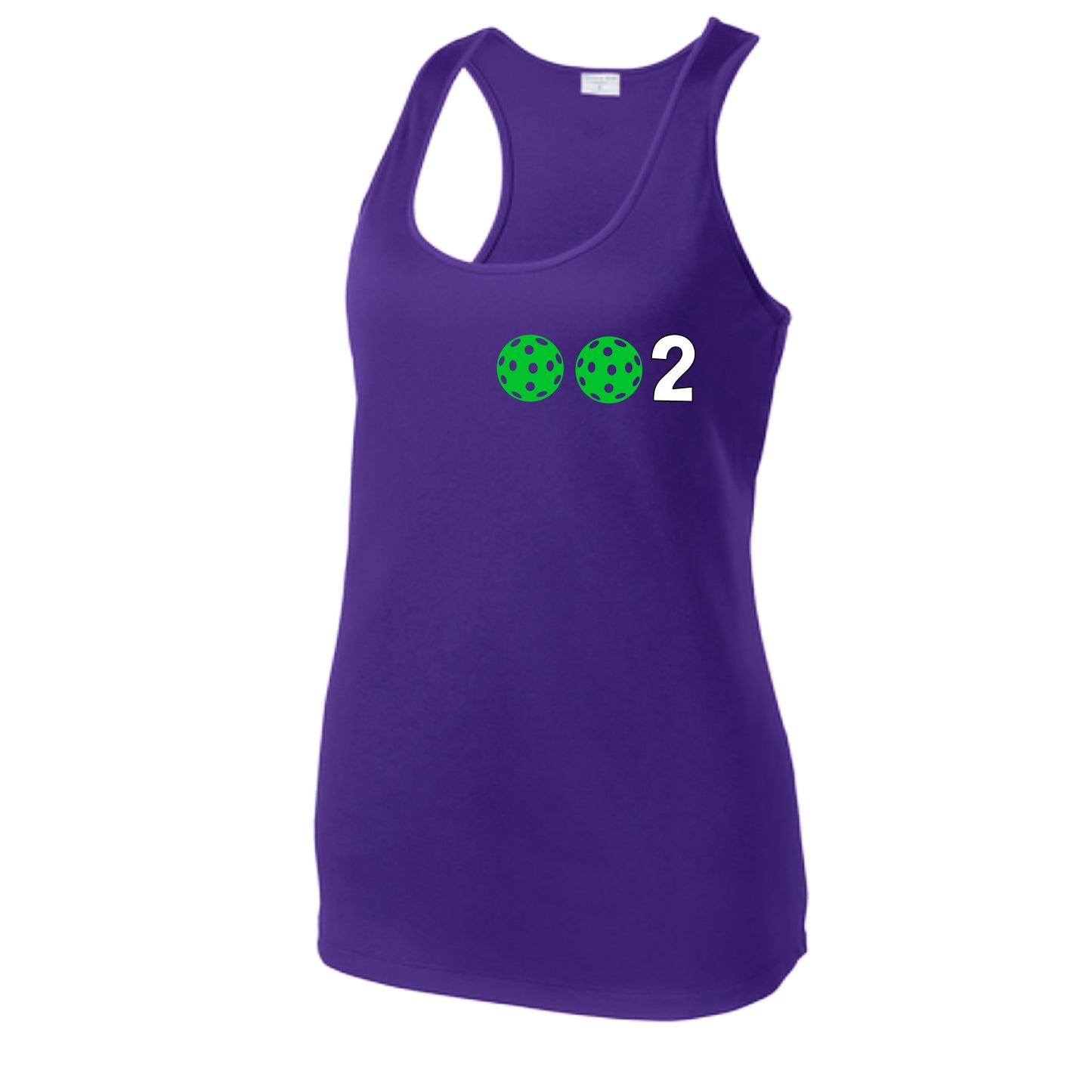 002 With Pickleballs (Colors Green Orange Red) Customizable | Women's Racerback Pickleball Tank | 100% Polyester