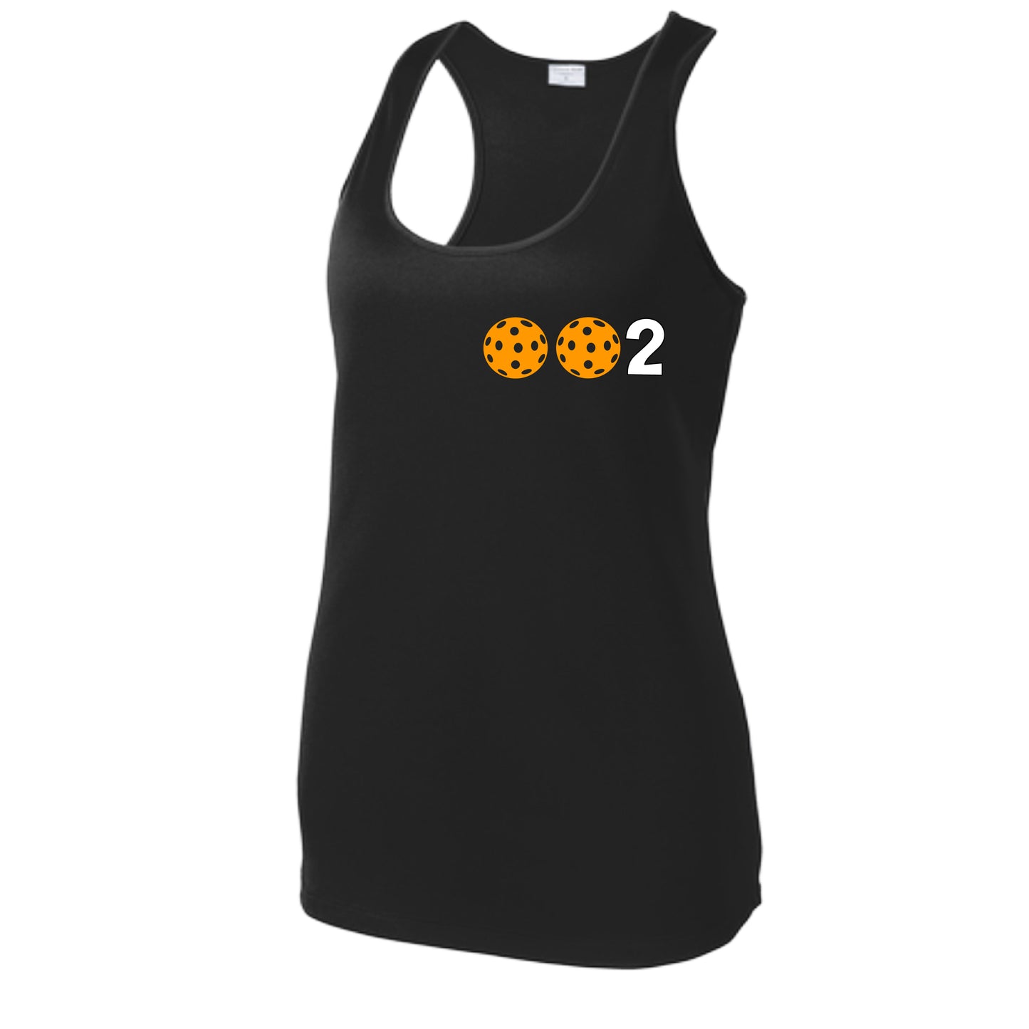 002 With Pickleballs (Colors Green Orange Red) Customizable | Women's Racerback Pickleball Tank | 100% Polyester
