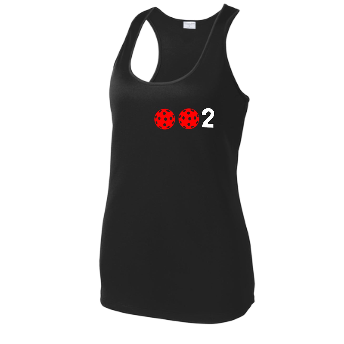 002 With Pickleballs (Colors Green Orange Red) Customizable | Women's Racerback Pickleball Tank | 100% Polyester