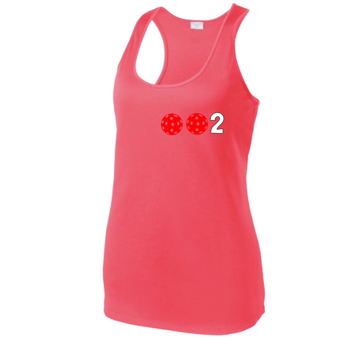 002 With Pickleballs (Colors Green Orange Red) Customizable | Women's Racerback Pickleball Tank | 100% Polyester