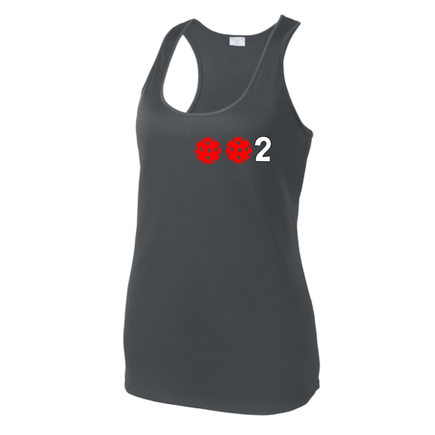 002 With Pickleballs (Colors Green Orange Red) Customizable | Women's Racerback Pickleball Tank | 100% Polyester