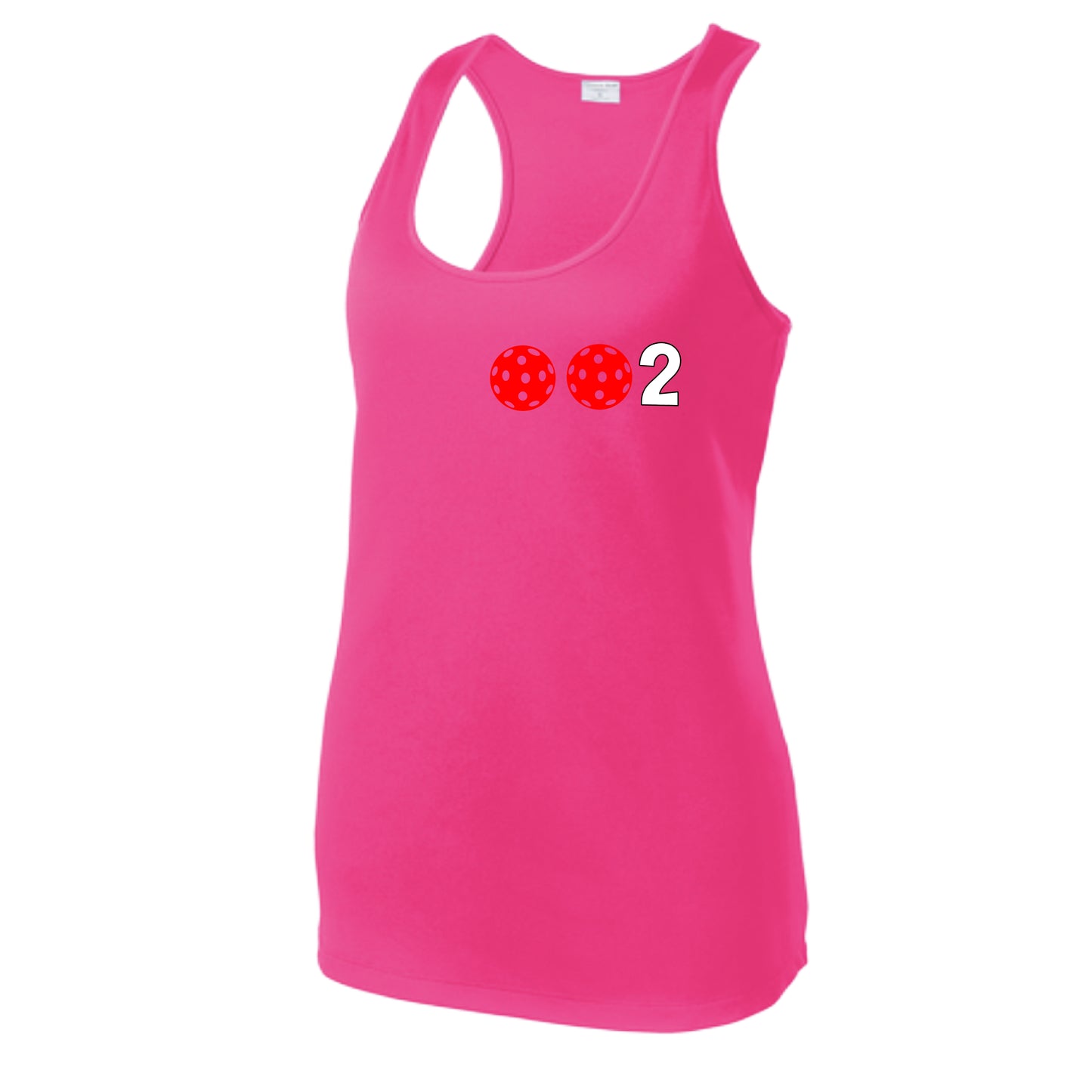 002 With Pickleballs (Colors Green Orange Red) Customizable | Women's Racerback Pickleball Tank | 100% Polyester