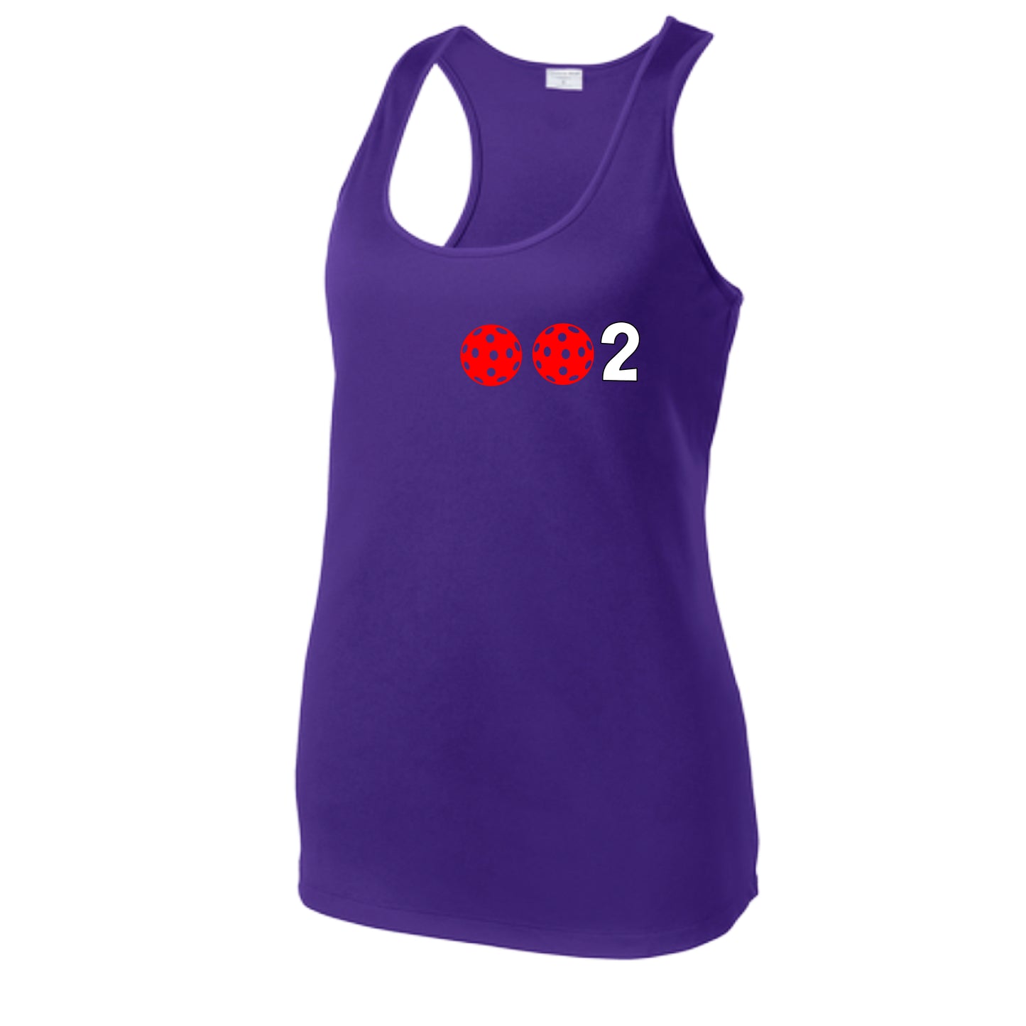 002 With Pickleballs (Colors Green Orange Red) Customizable | Women's Racerback Pickleball Tank | 100% Polyester