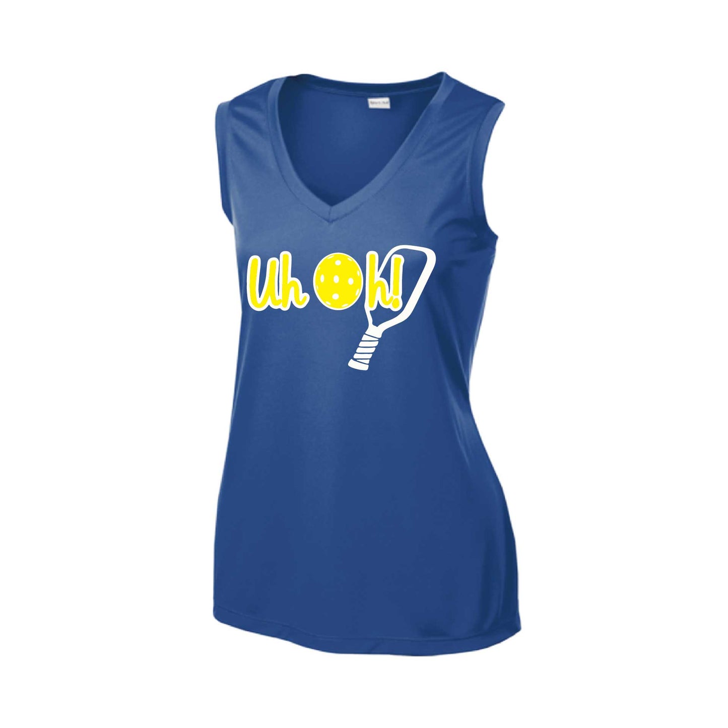 Uh Oh! | Women’s Sleeveless Pickleball Athletic Performance T-Shirt | 100% Polyester