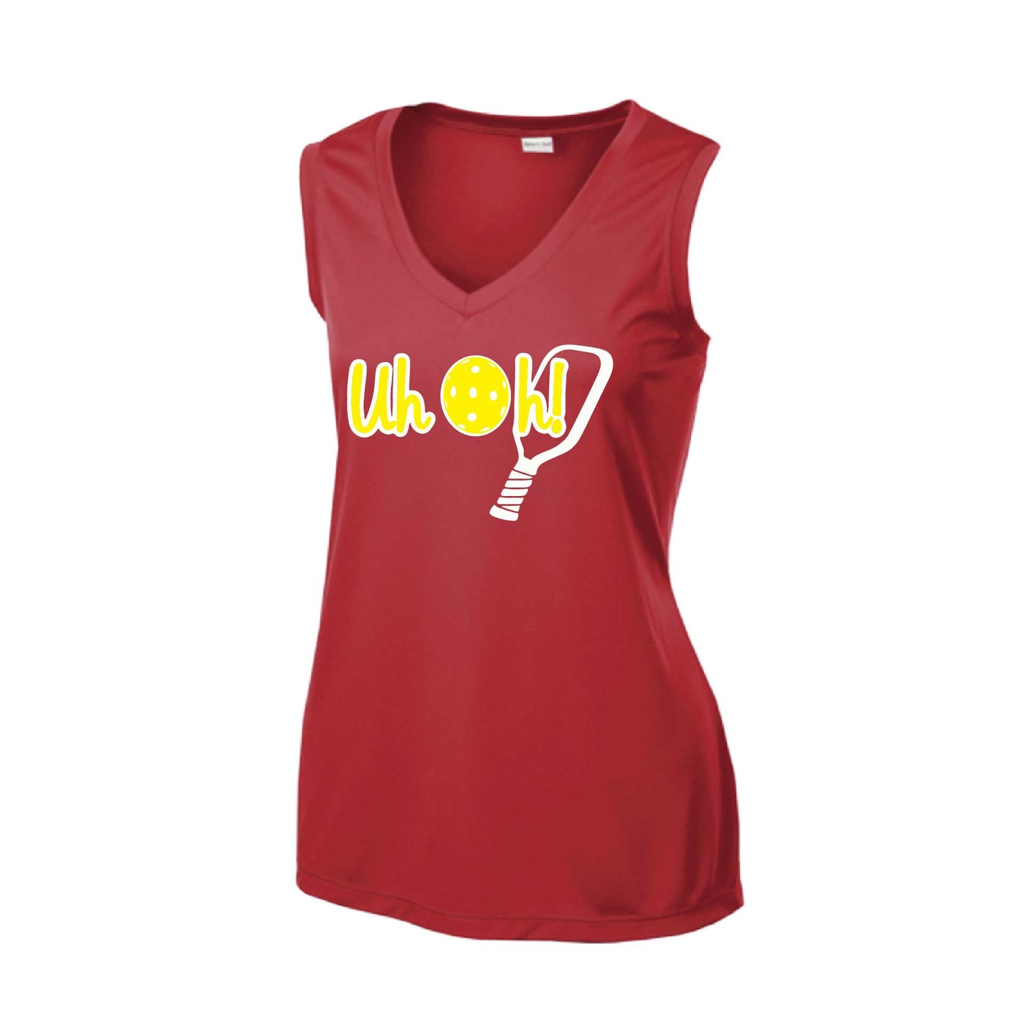 Uh Oh! | Women’s Sleeveless Pickleball Athletic Performance T-Shirt | 100% Polyester