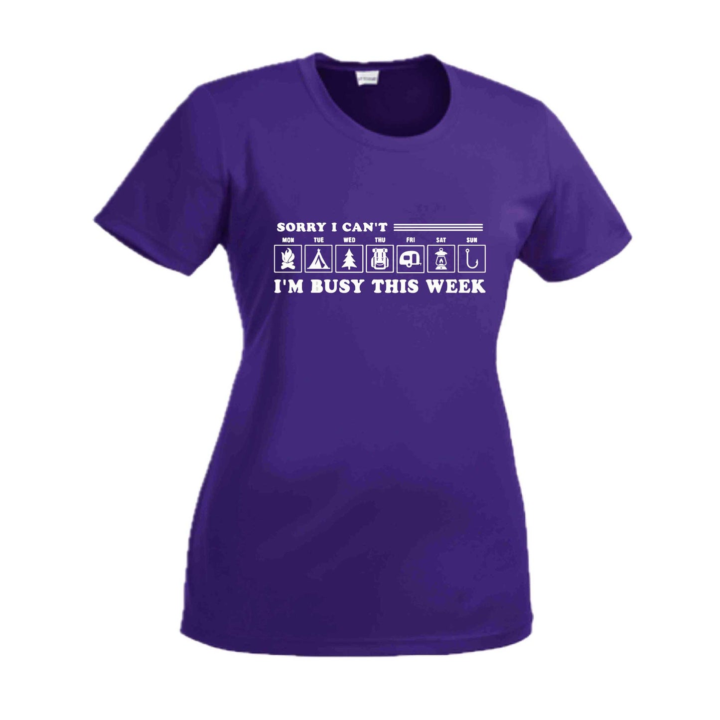 Sorry I Can't I'm Busy Camping This Week | Women’s Short Sleeve Crewneck Camping T-Shirts | 100% Polyester