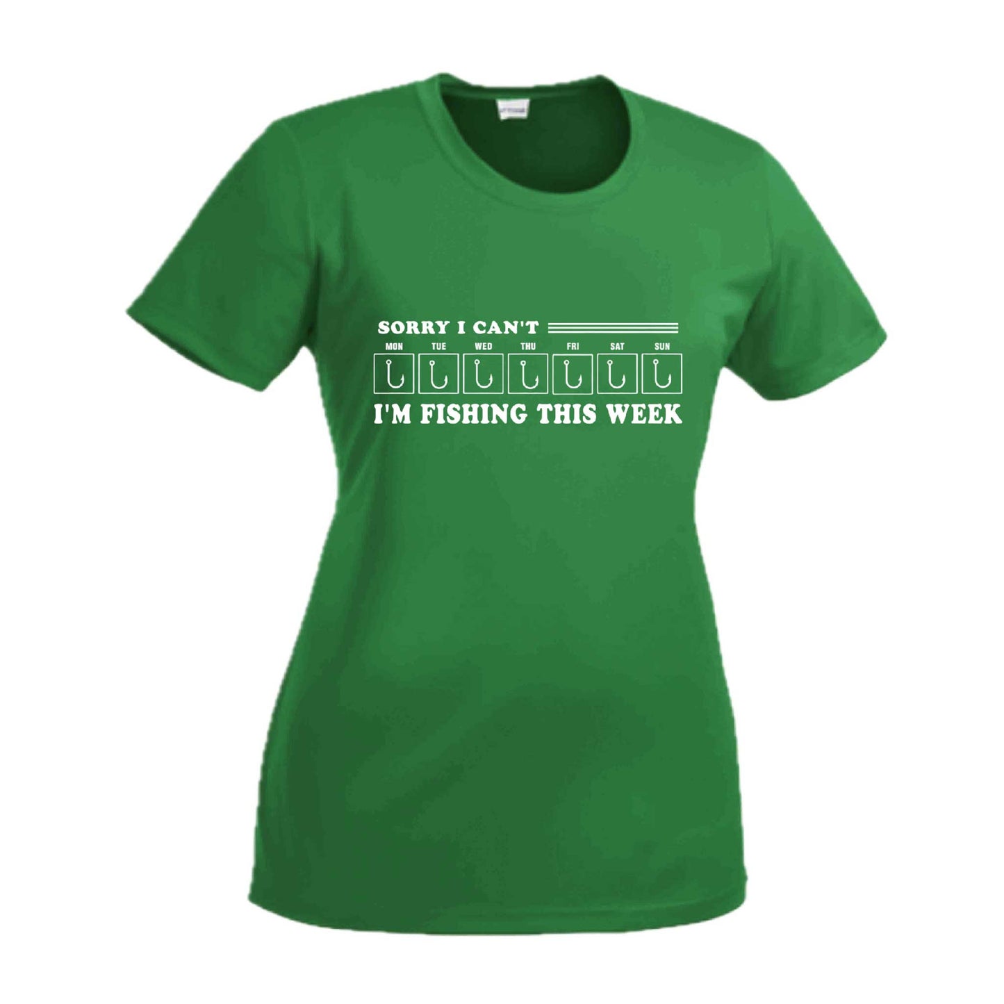 Sorry I Can't I'm Busy This Week Fishing | Women’s Short Sleeve Crewneck Camping T-Shirts | 100% Polyester