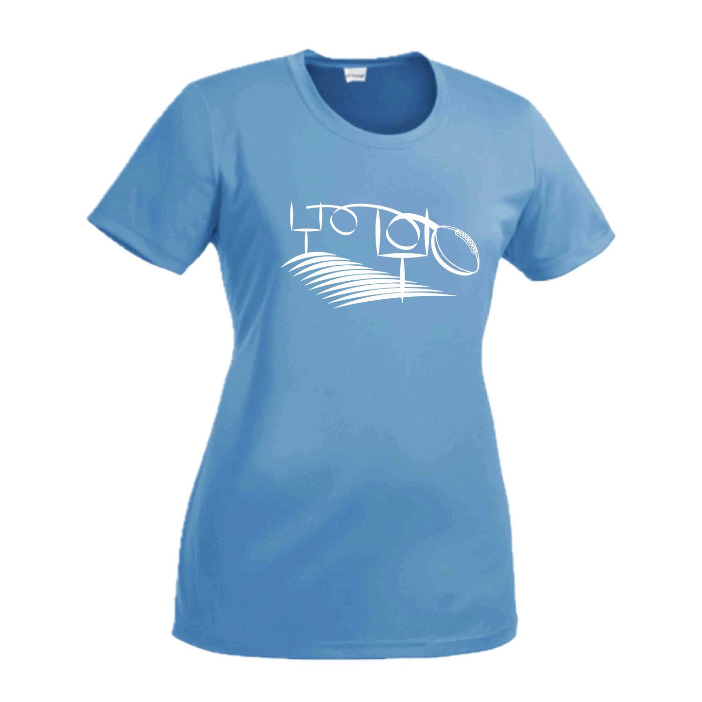 Football Field Goal | Women’s Short Sleeve Crewneck Football T-Shirts | 100% Polyester