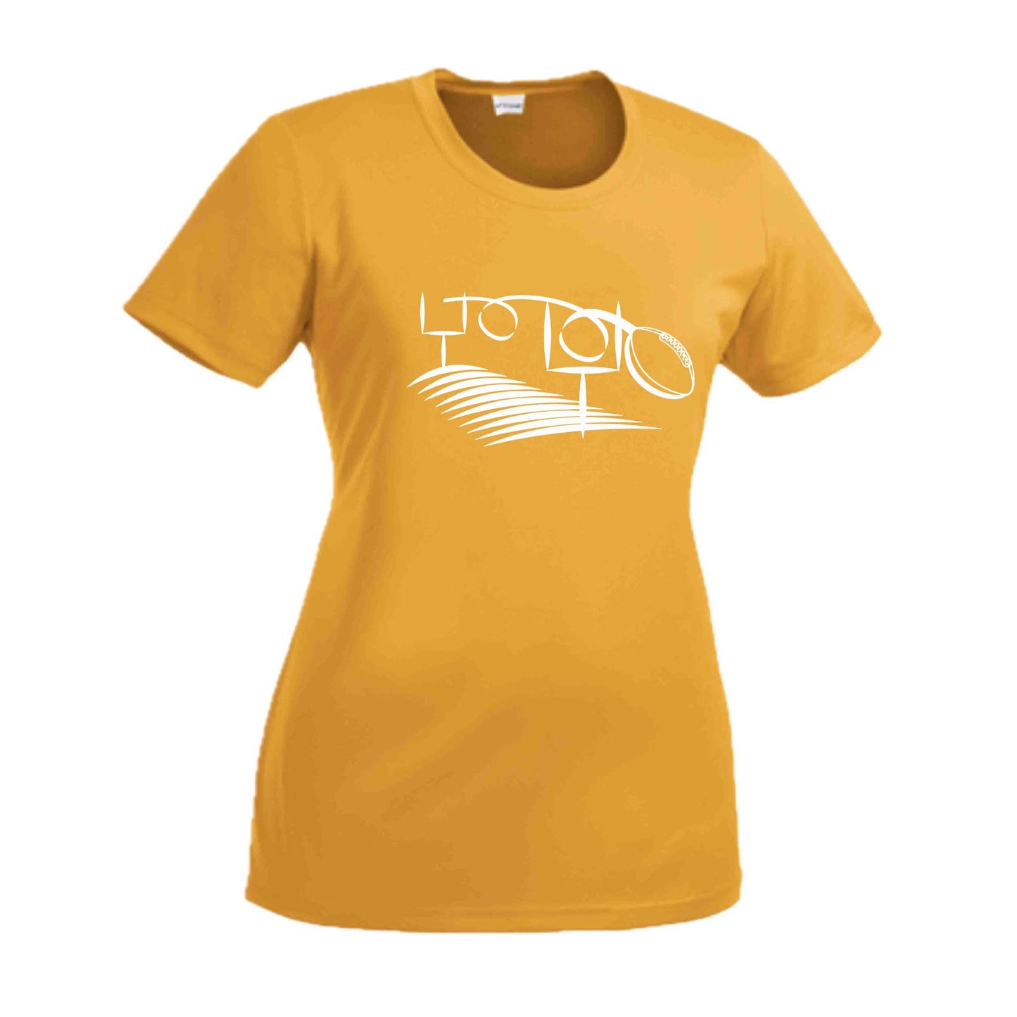 Football Field Goal | Women’s Short Sleeve Crewneck Football T-Shirts | 100% Polyester