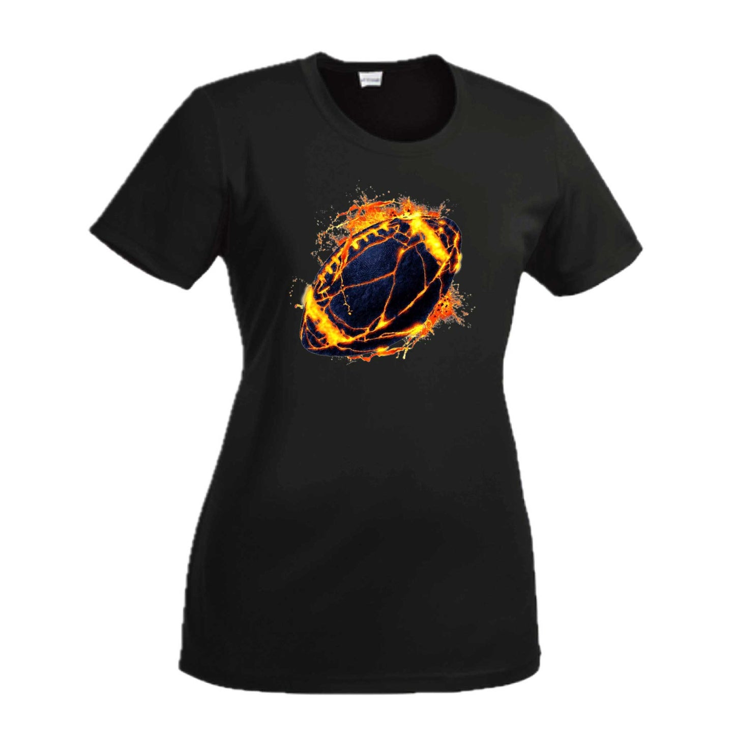 Fire Football | Women’s Short Sleeve Crewneck Football T-Shirts | 100% Polyester